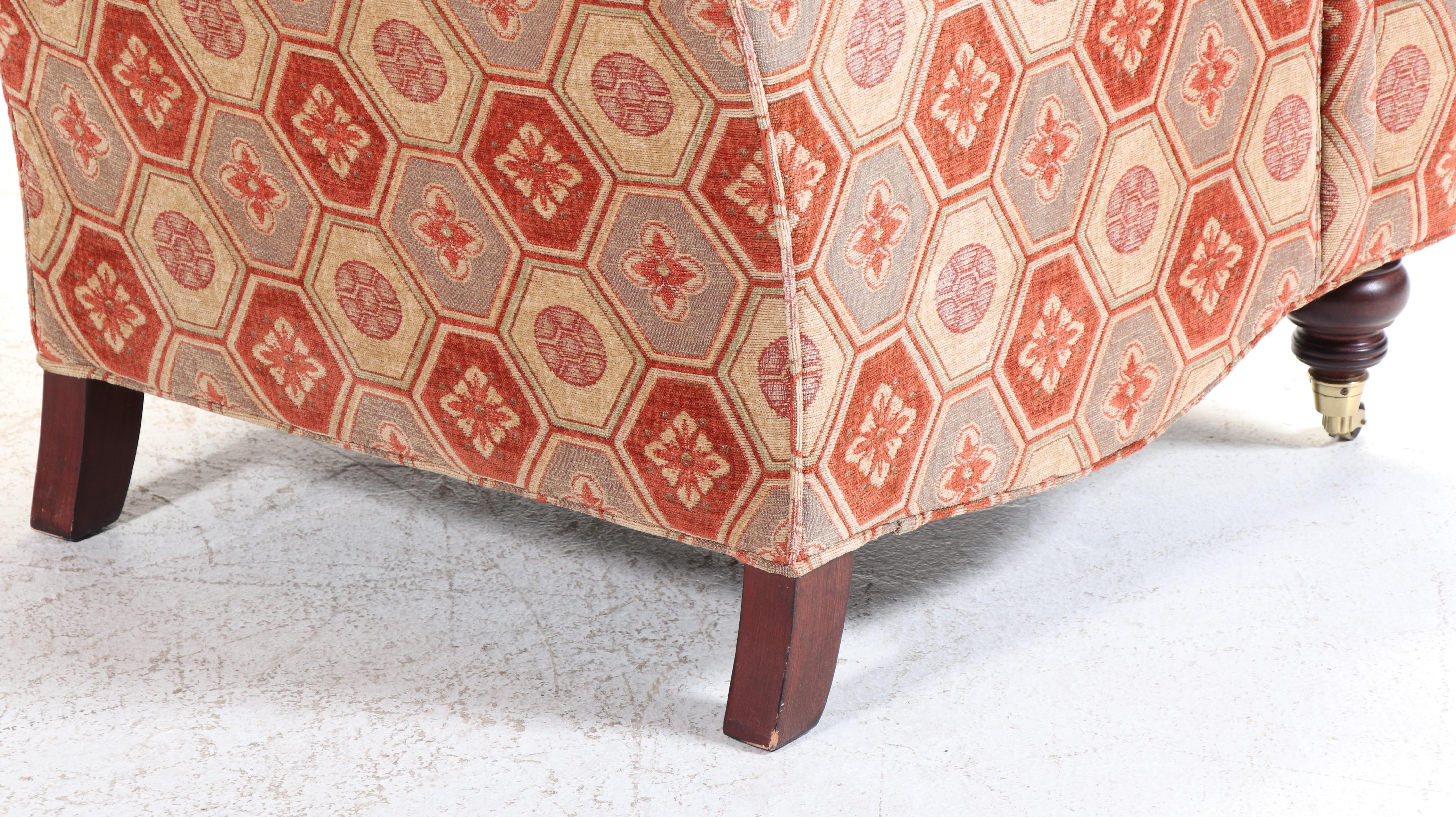 Pair of Duralee Fine Furniture Custom-Upholstered English Roll-Arm Easy Chairs