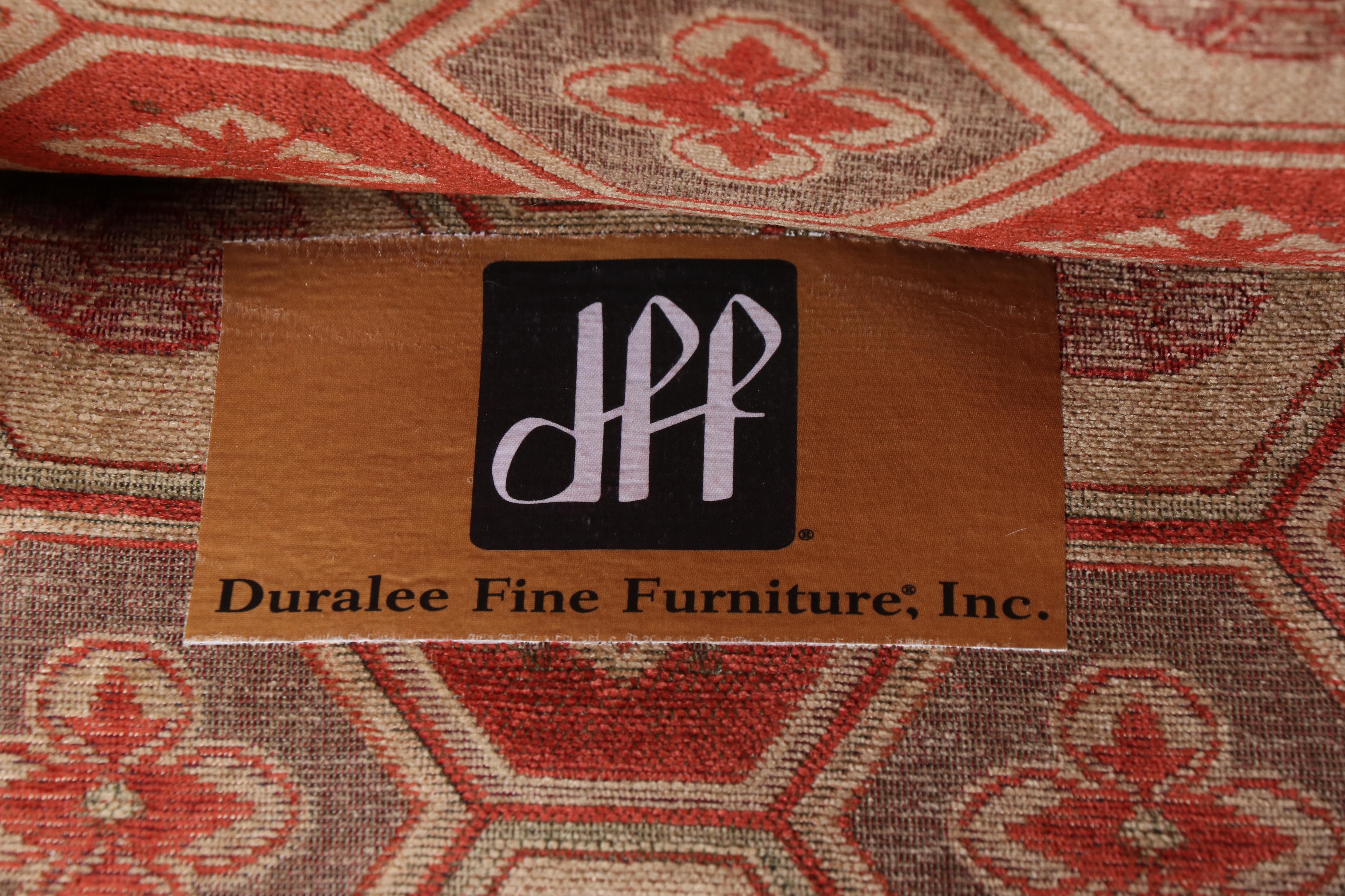 Pair of Duralee Fine Furniture Custom-Upholstered English Roll-Arm Easy Chairs