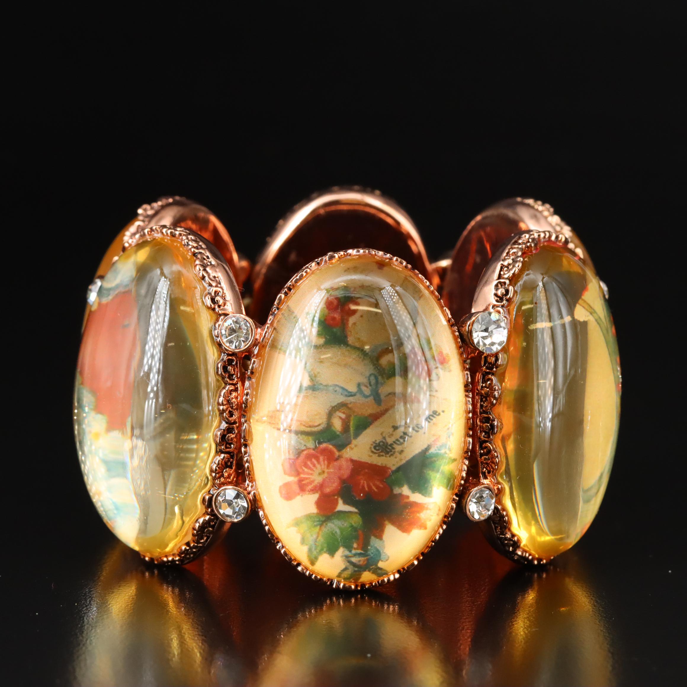 Betsey Johnson Rhinestone Accented Panel Bracelet