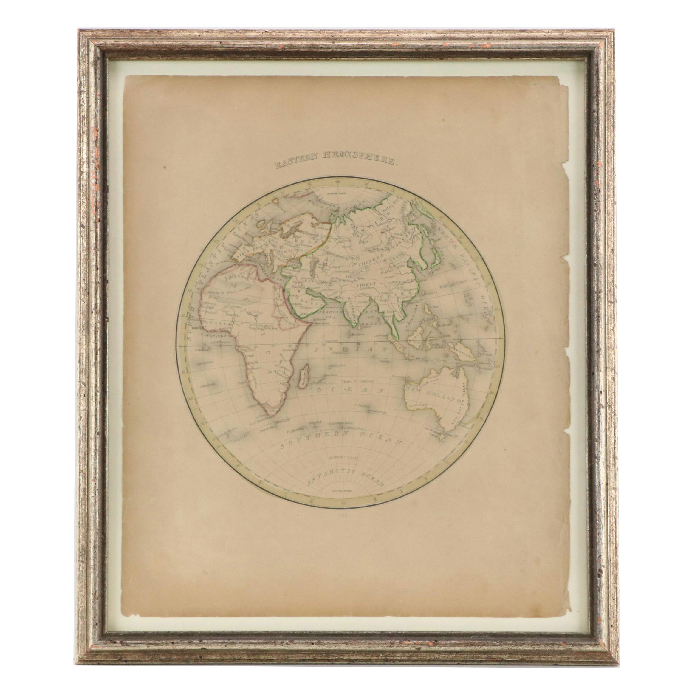 Hand-Colored Engraving Map "Eastern Hemisphere"