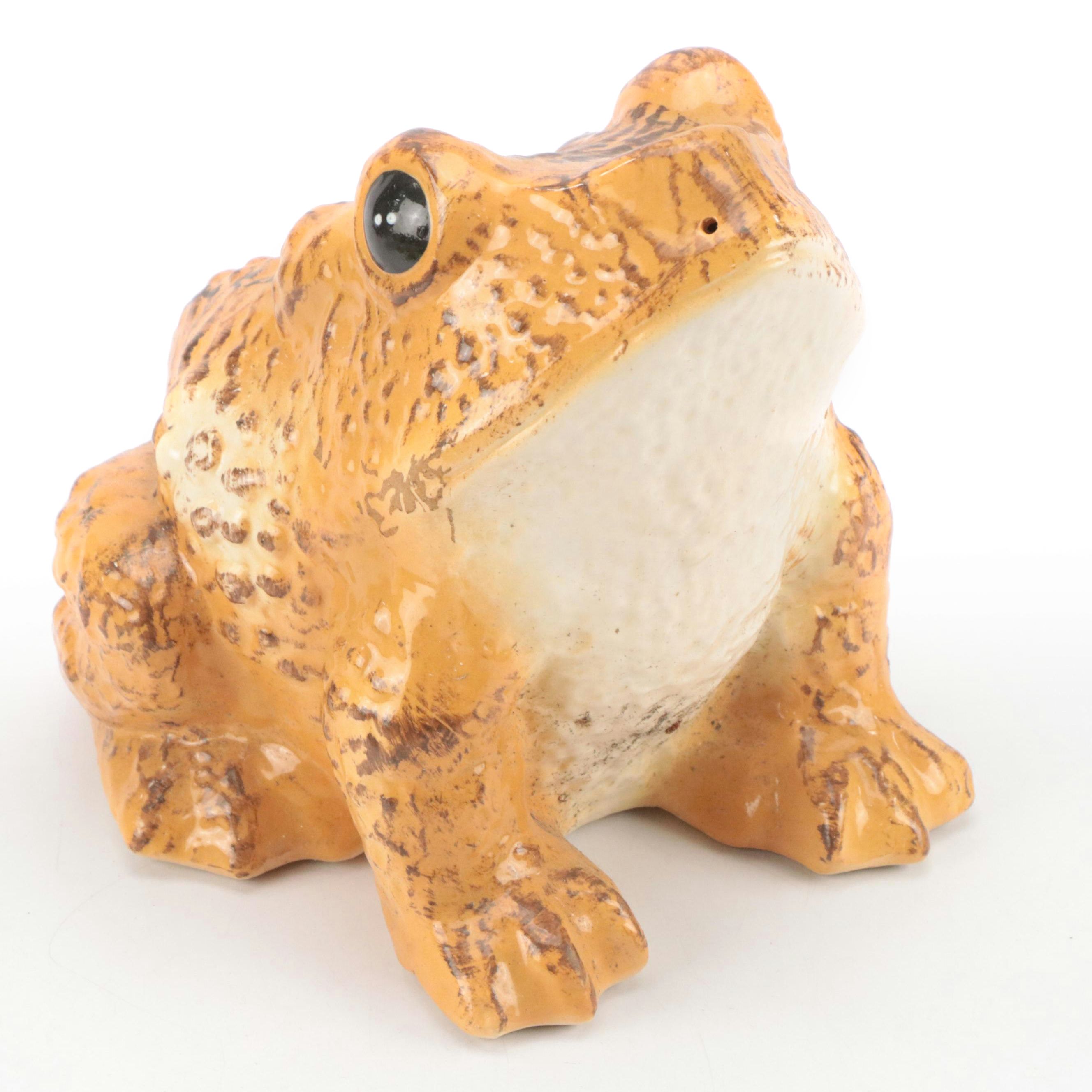 Art Pottery Ceramic Toad Garden Statue