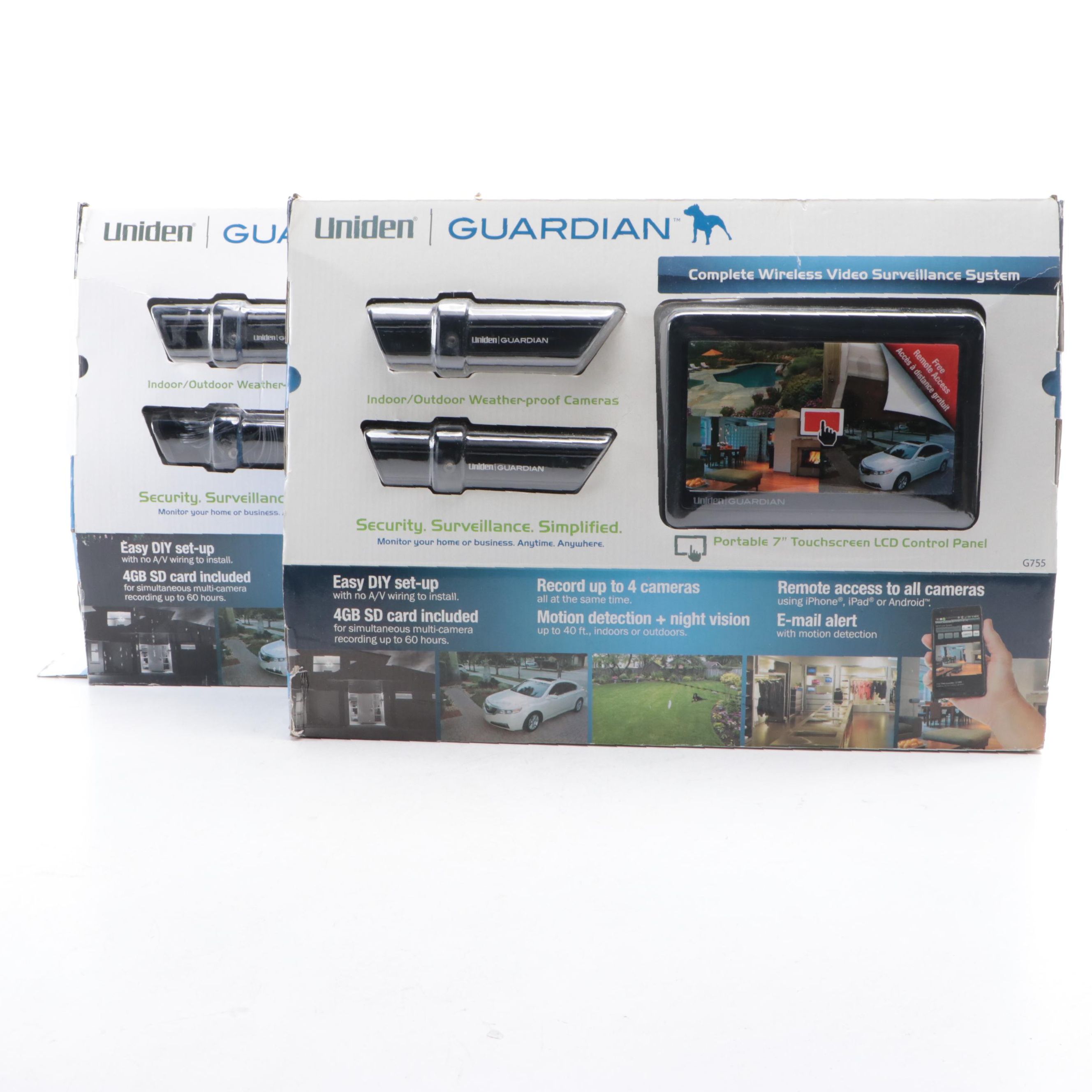 Uniden Guardian Weatherproof Wireless Surveillance Cameras with LCD Screens