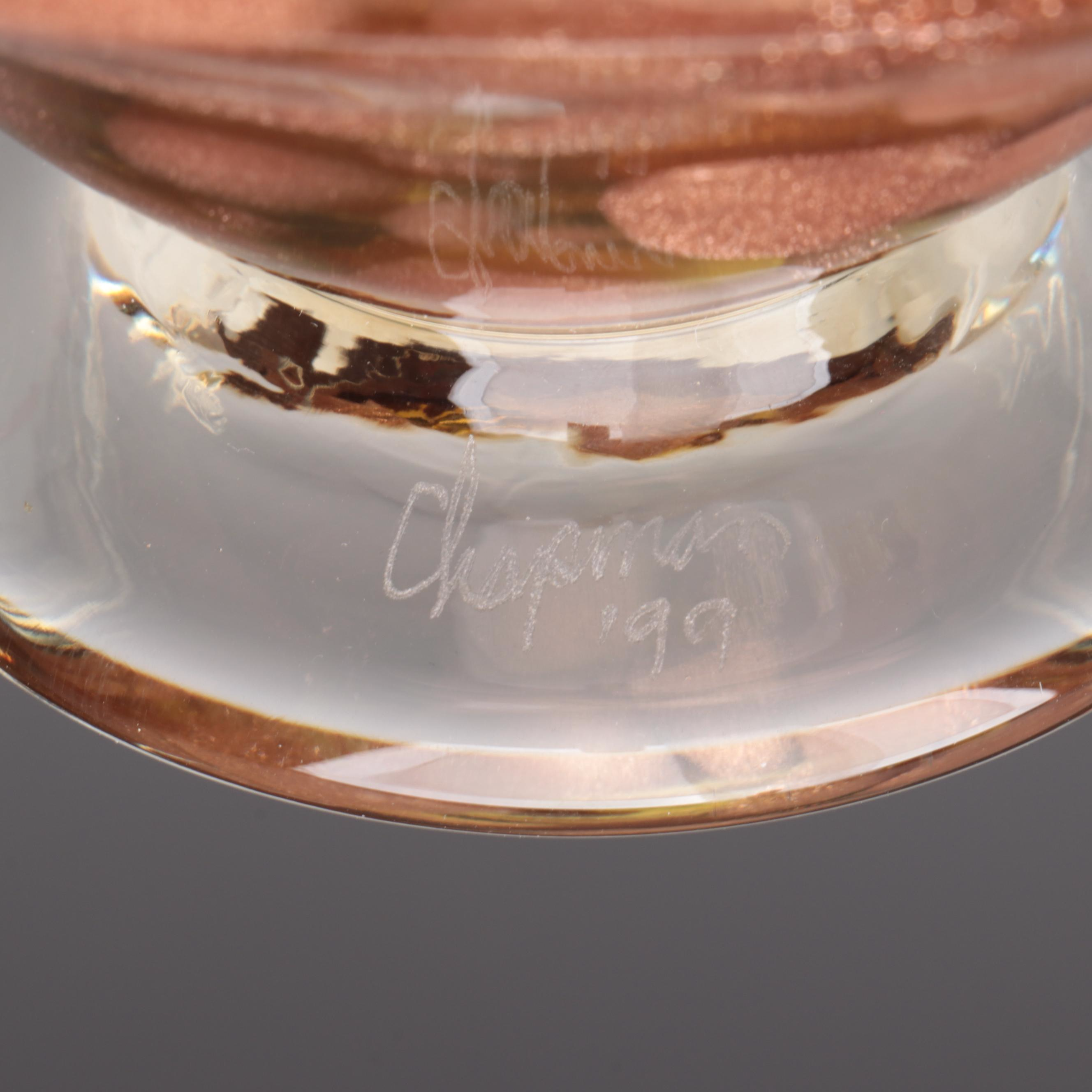 Thomas Chapman Handblown with Aventurine Freeform Studio Art Glass Vase, 1999