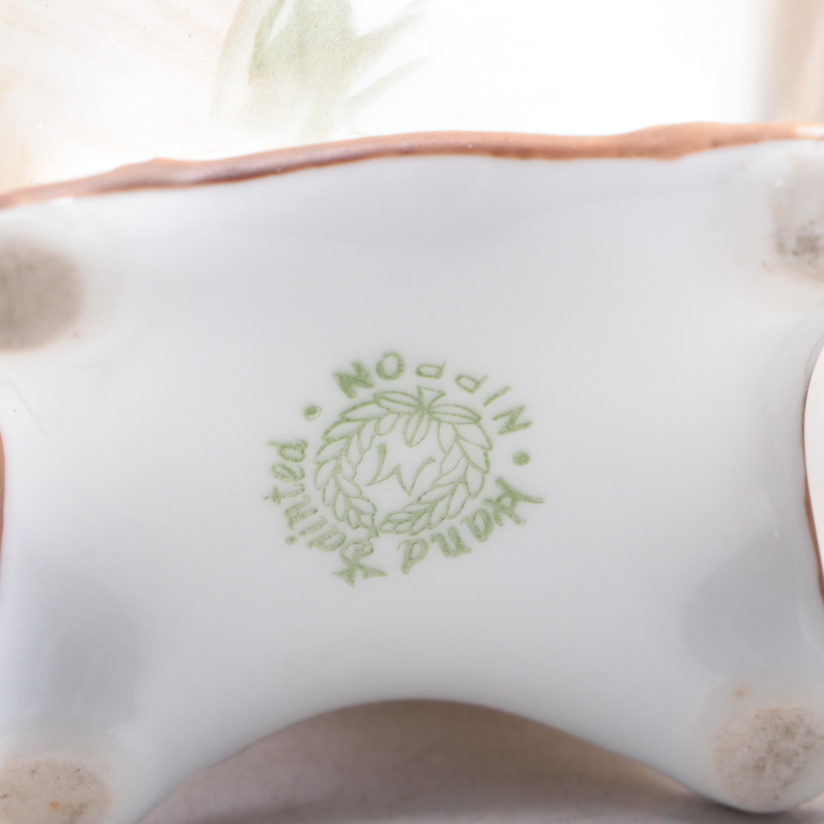 Japanese Morimura Hand-Painted Porcelain Landscape Vase Pair, Vintage