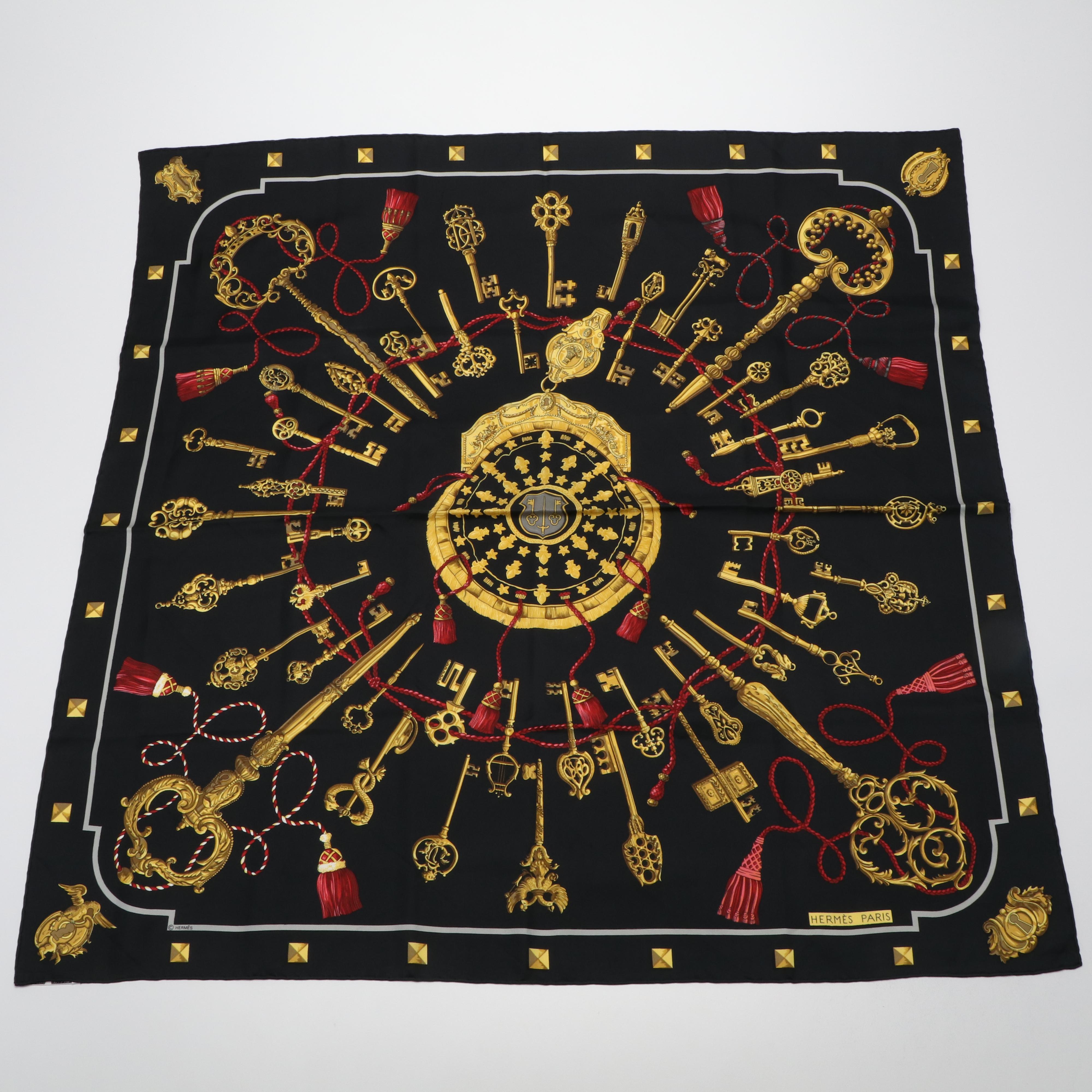 Hermès "Les Cles" Silk Twill Scarf