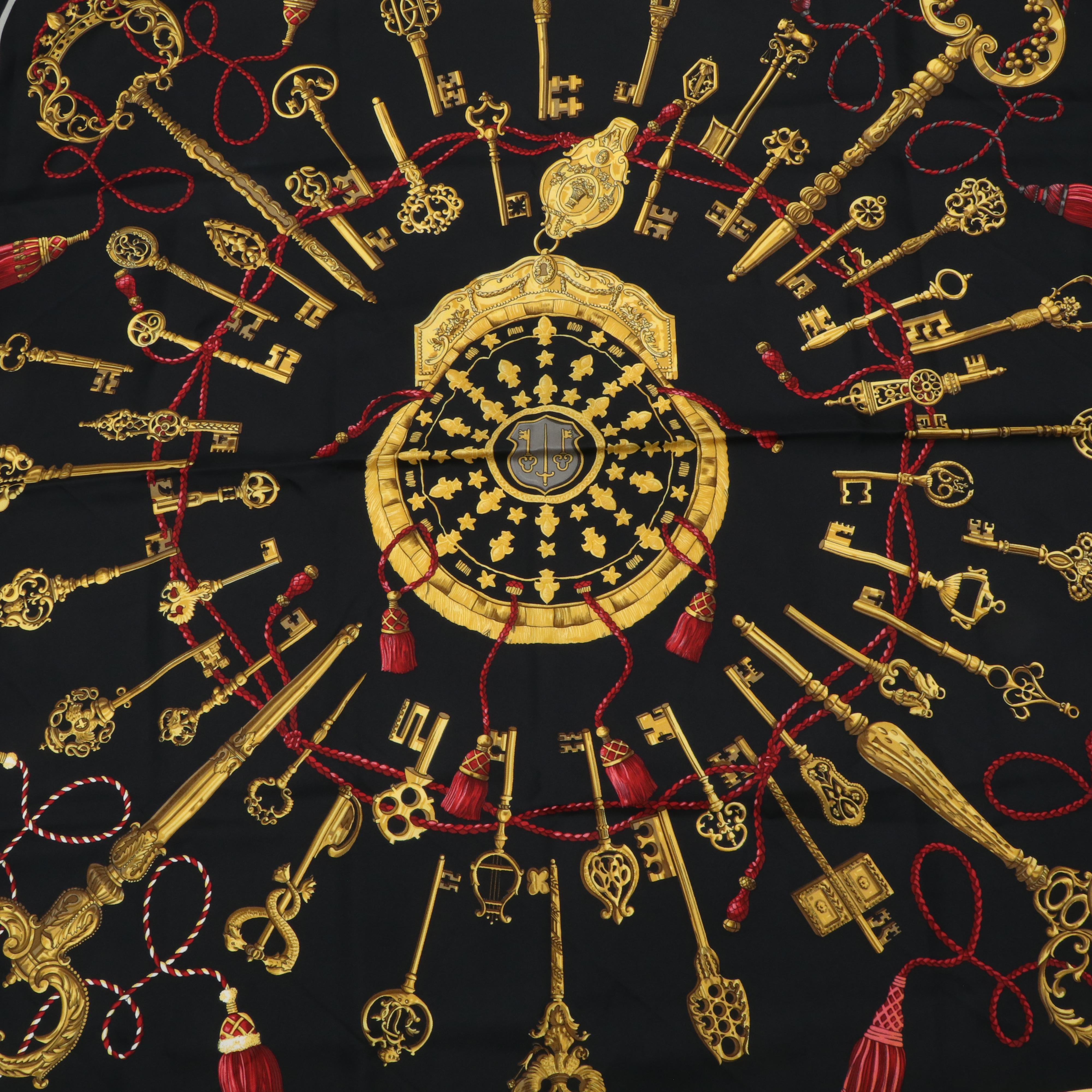 Hermès "Les Cles" Silk Twill Scarf