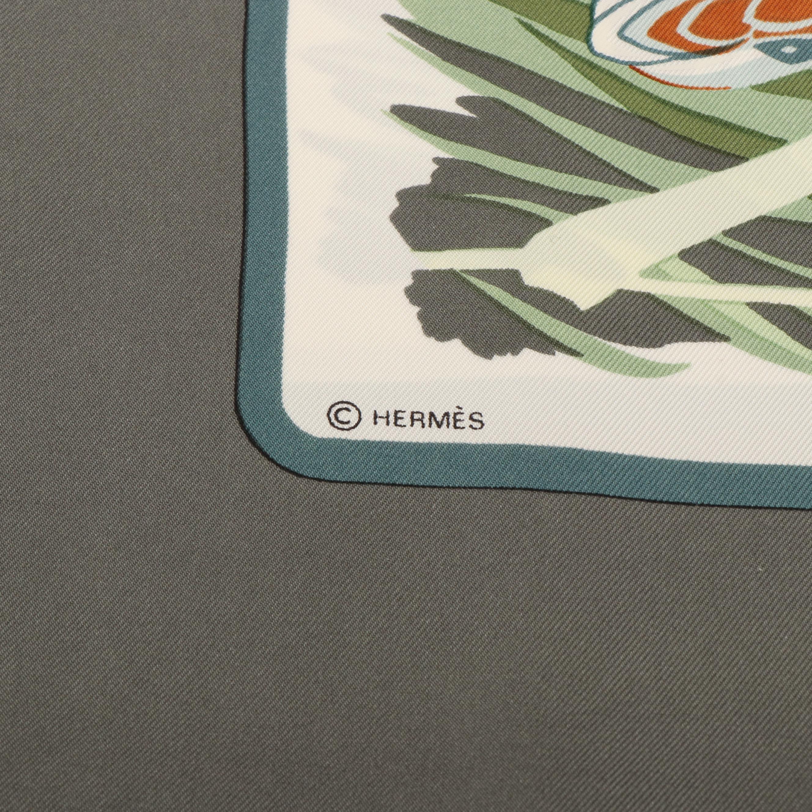 Hermès "Cols - Verts" Silk Twill Scarf