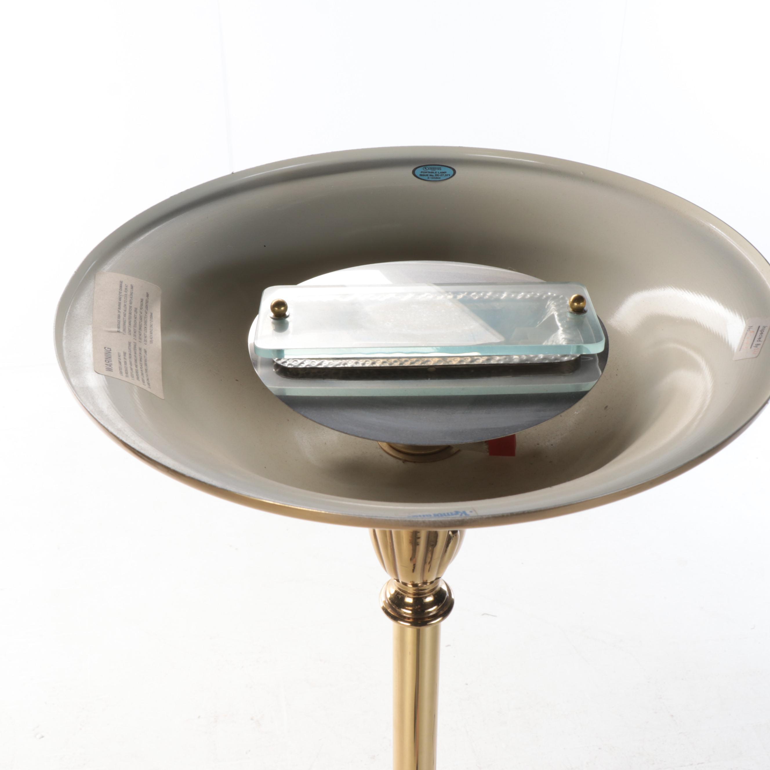 Rembrandt Lacquered Brass Halogen Torchiere Floor Lamp, Late 20th C