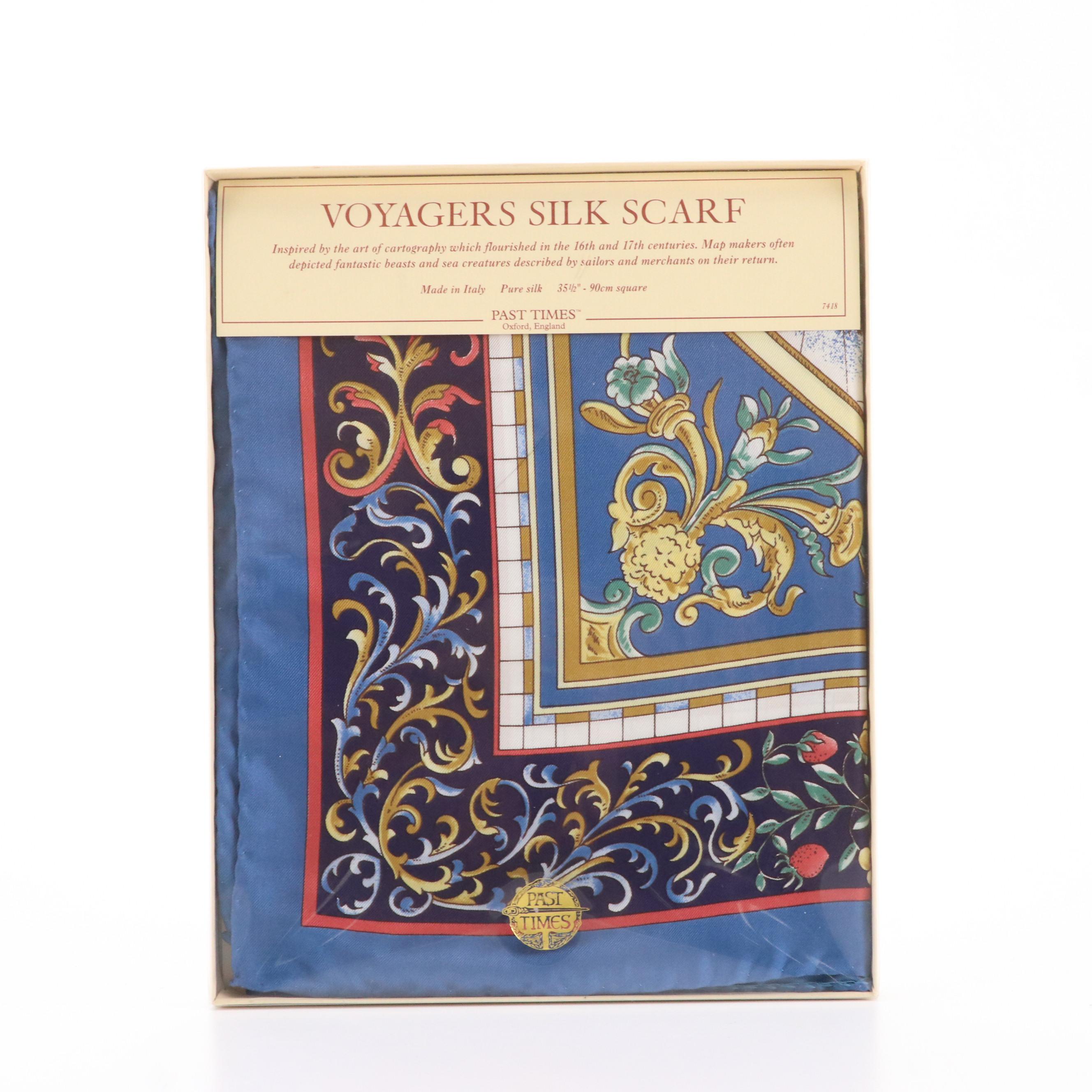 Past Times "Voyagers" Silk Twill Scarf and Other Butterfly Polyester Scarf, NIB