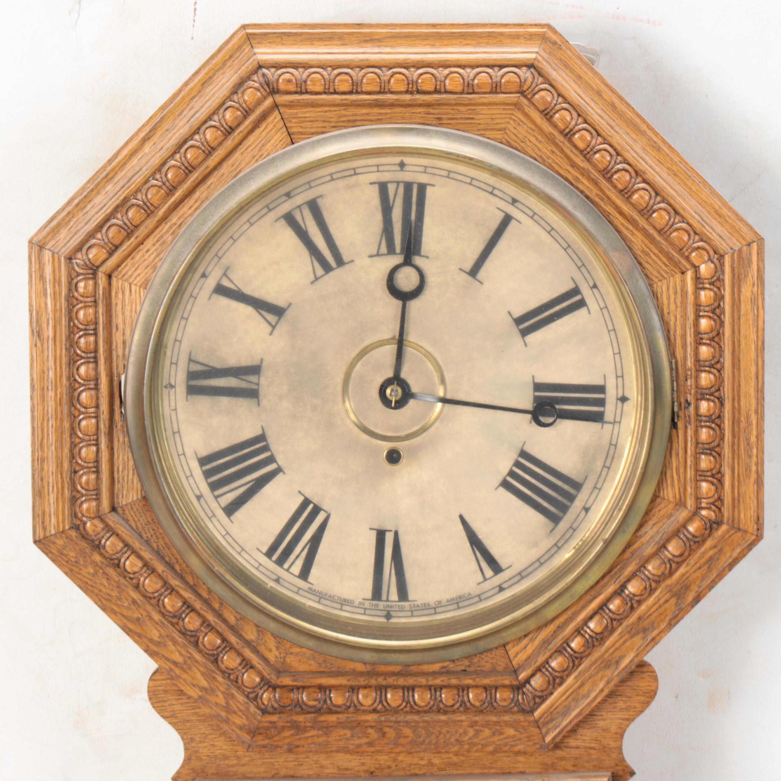 Wm. L. Gilbert Oak "Consort" Regulator Wall Clock, Late 19th/Early 20th Century