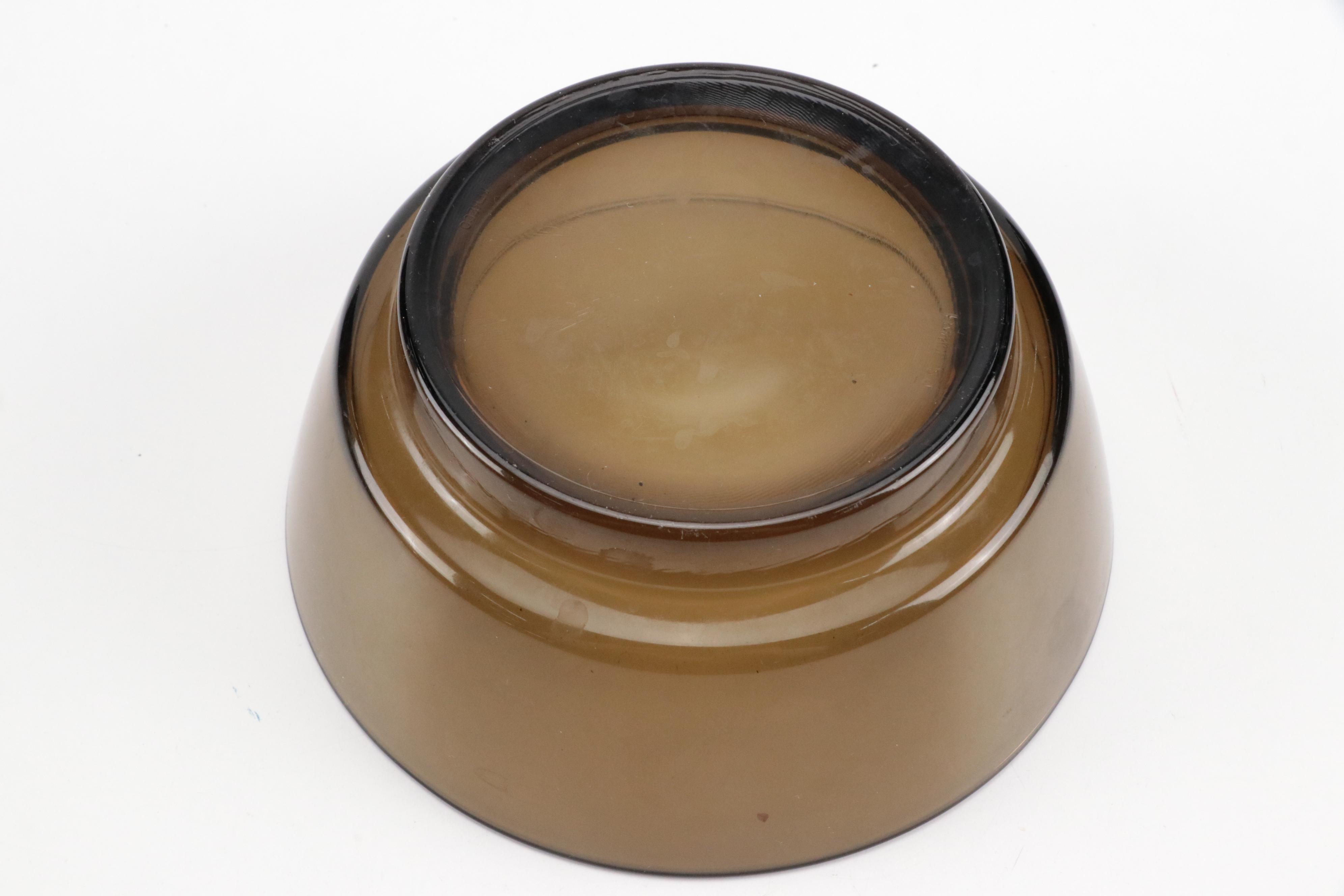 Vereco French Smoked Glass Dinnerware and Serving Pieces, 1970s