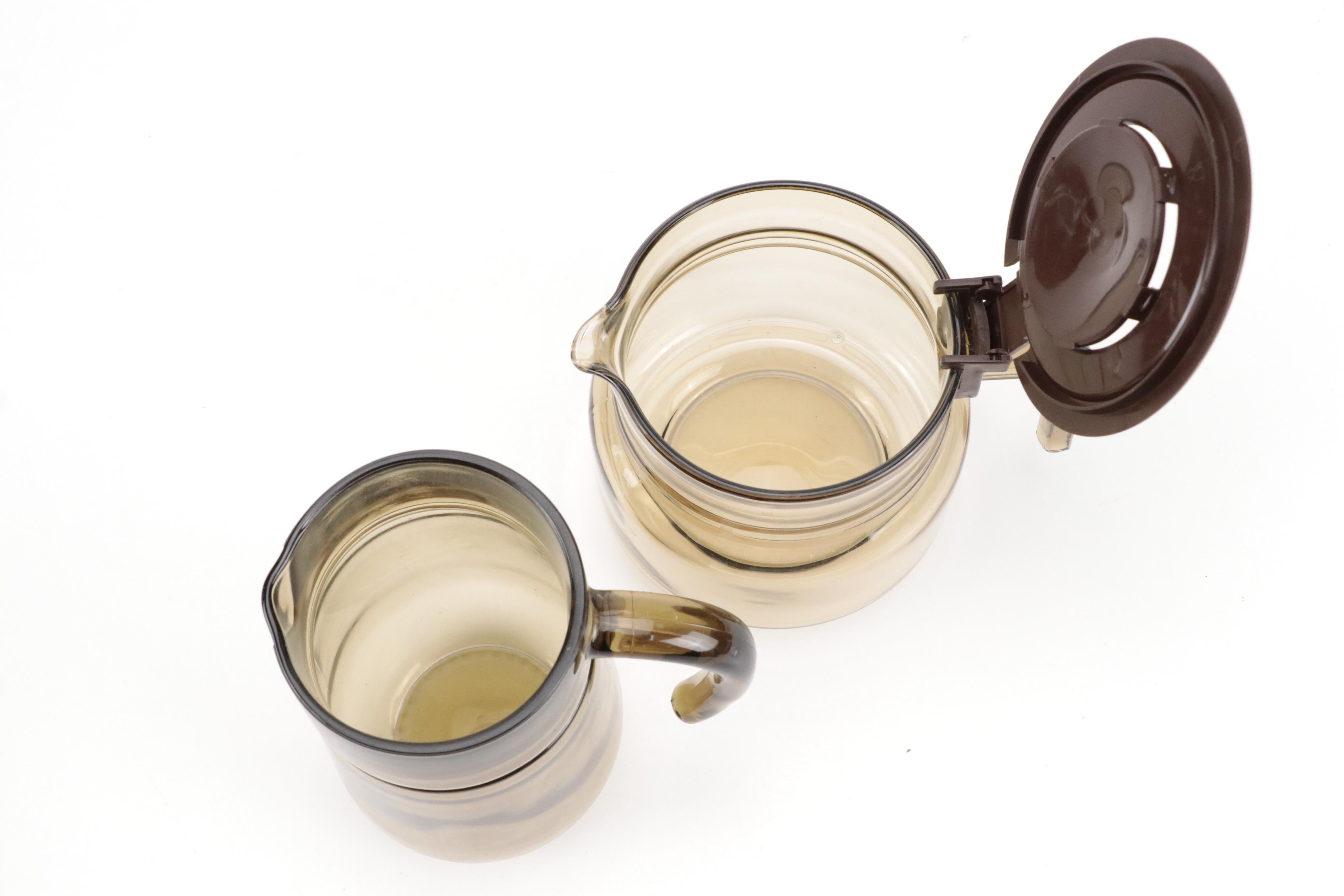 Vereco French Smoked Glass Dinnerware and Serving Pieces, 1970s