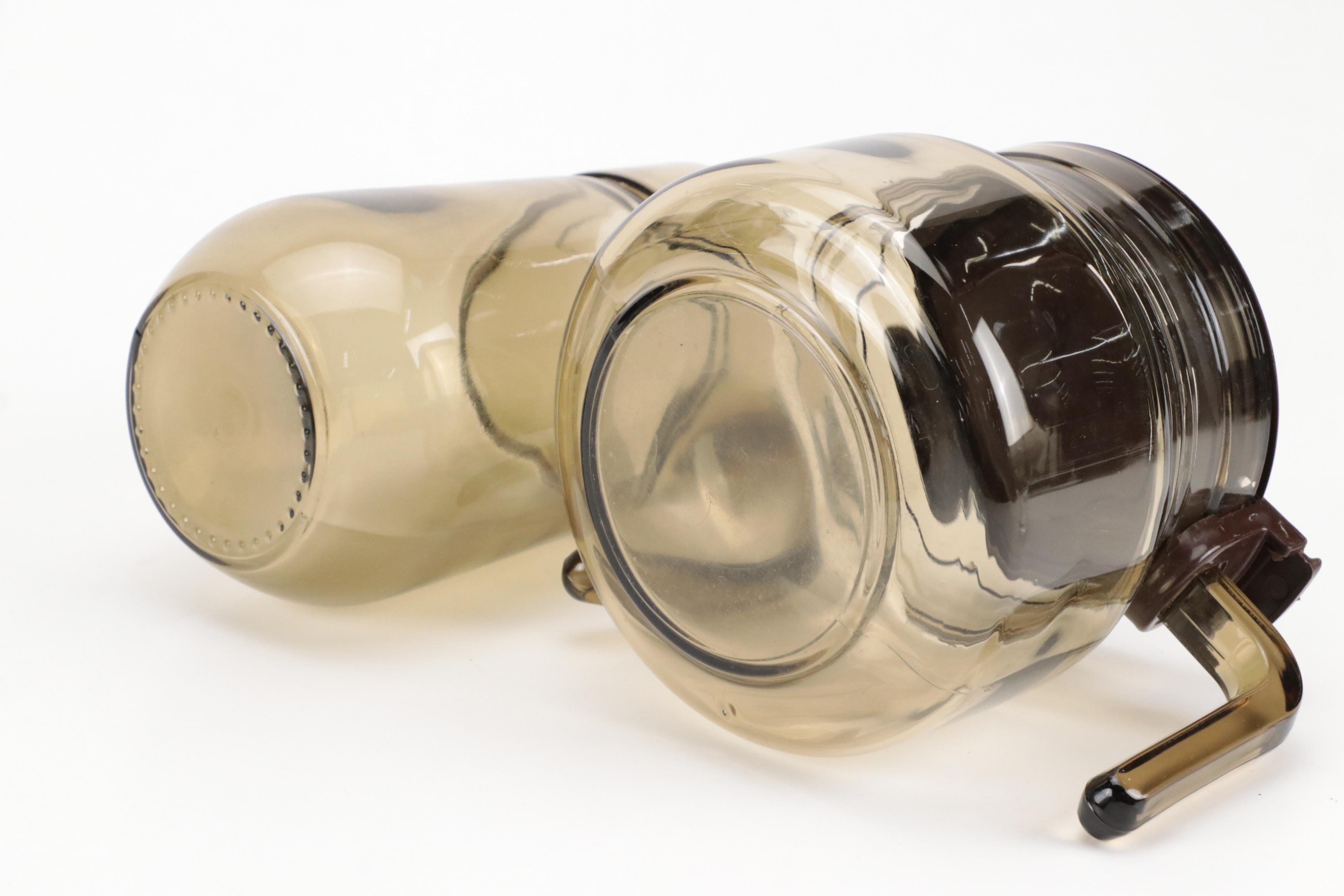 Vereco French Smoked Glass Dinnerware and Serving Pieces, 1970s