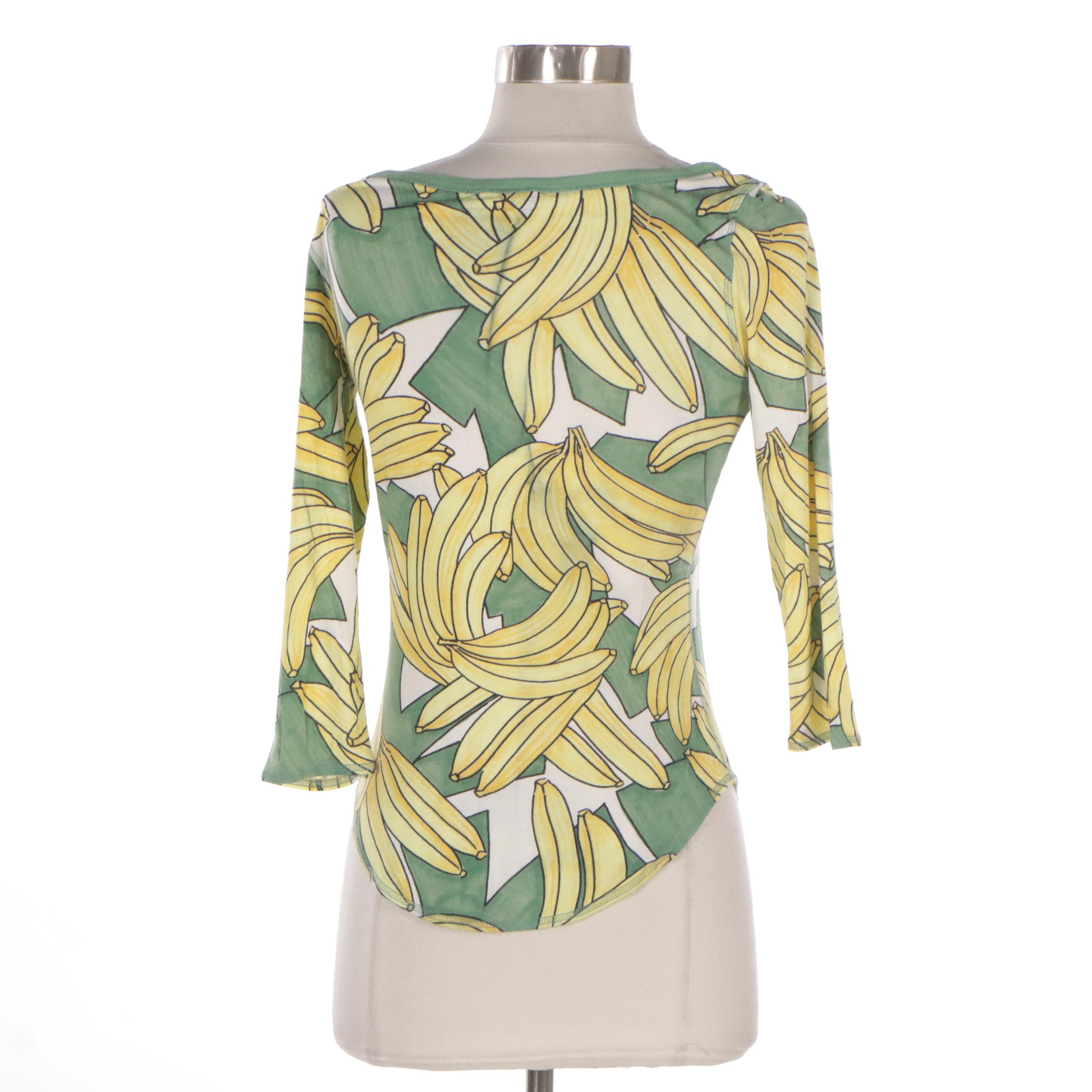 Chloé Banana Print Scoop-Neck Top