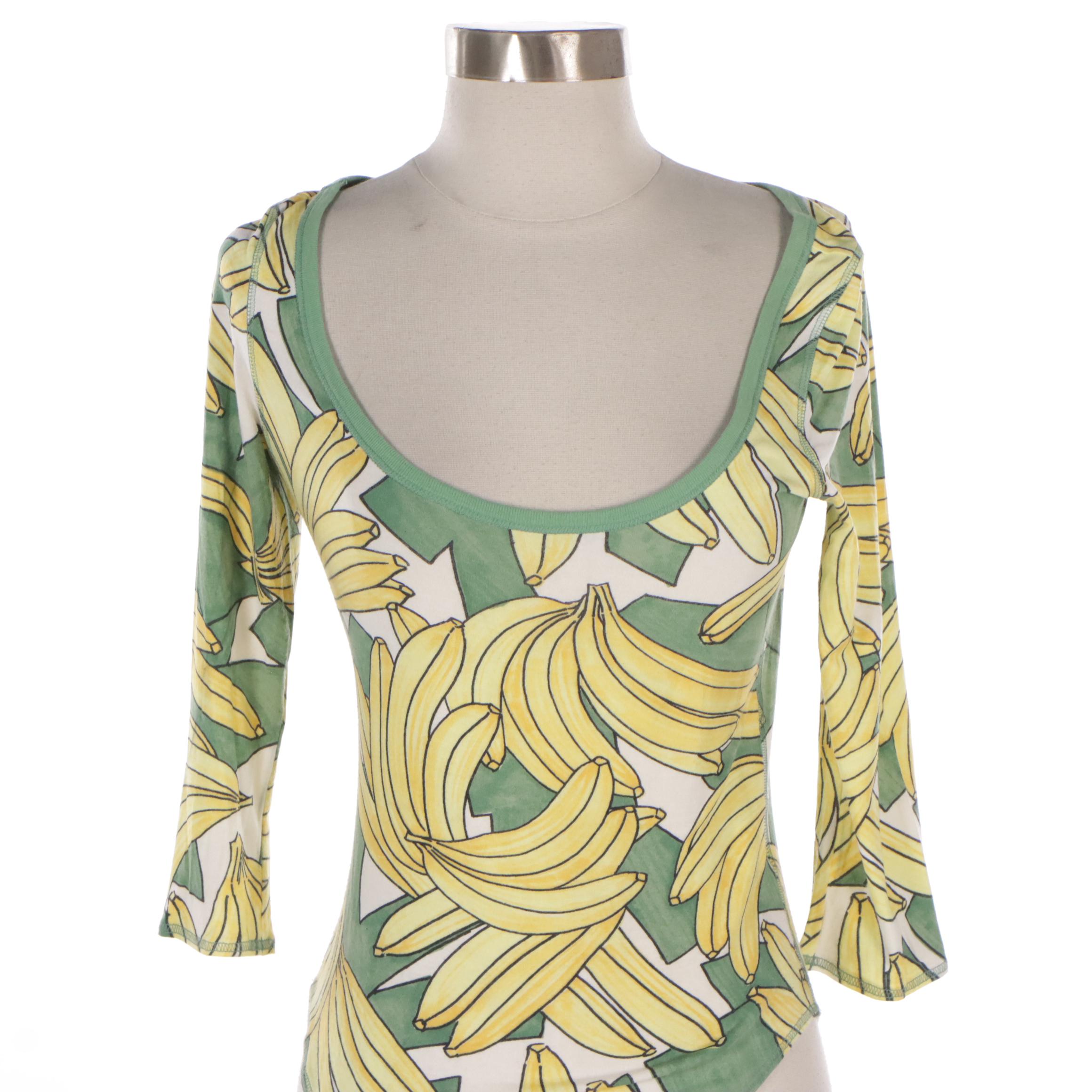 Chloé Banana Print Scoop-Neck Top