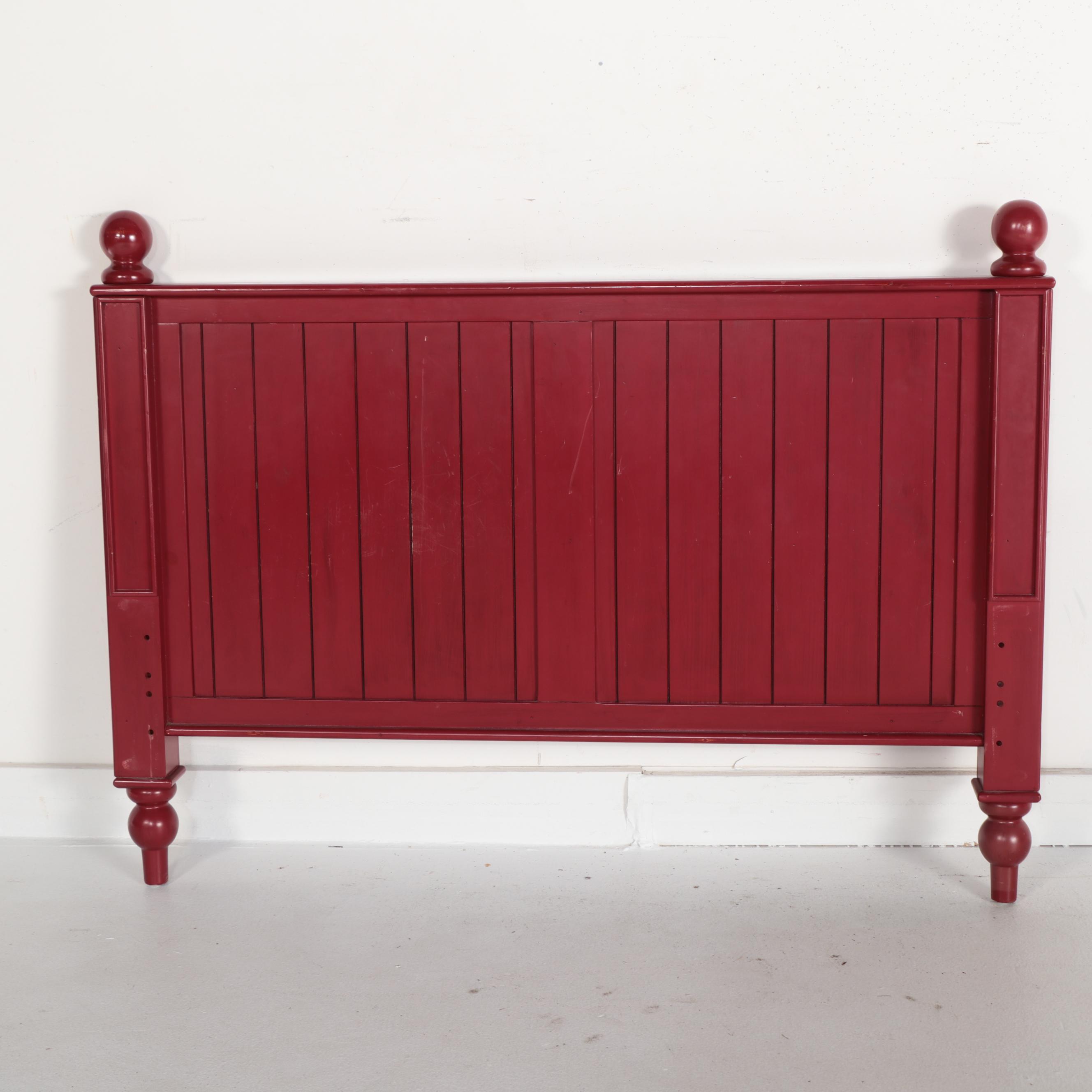 Pair of Pottery Barn Kids Red-Painted Camp Twin Over Full Bunk Bed