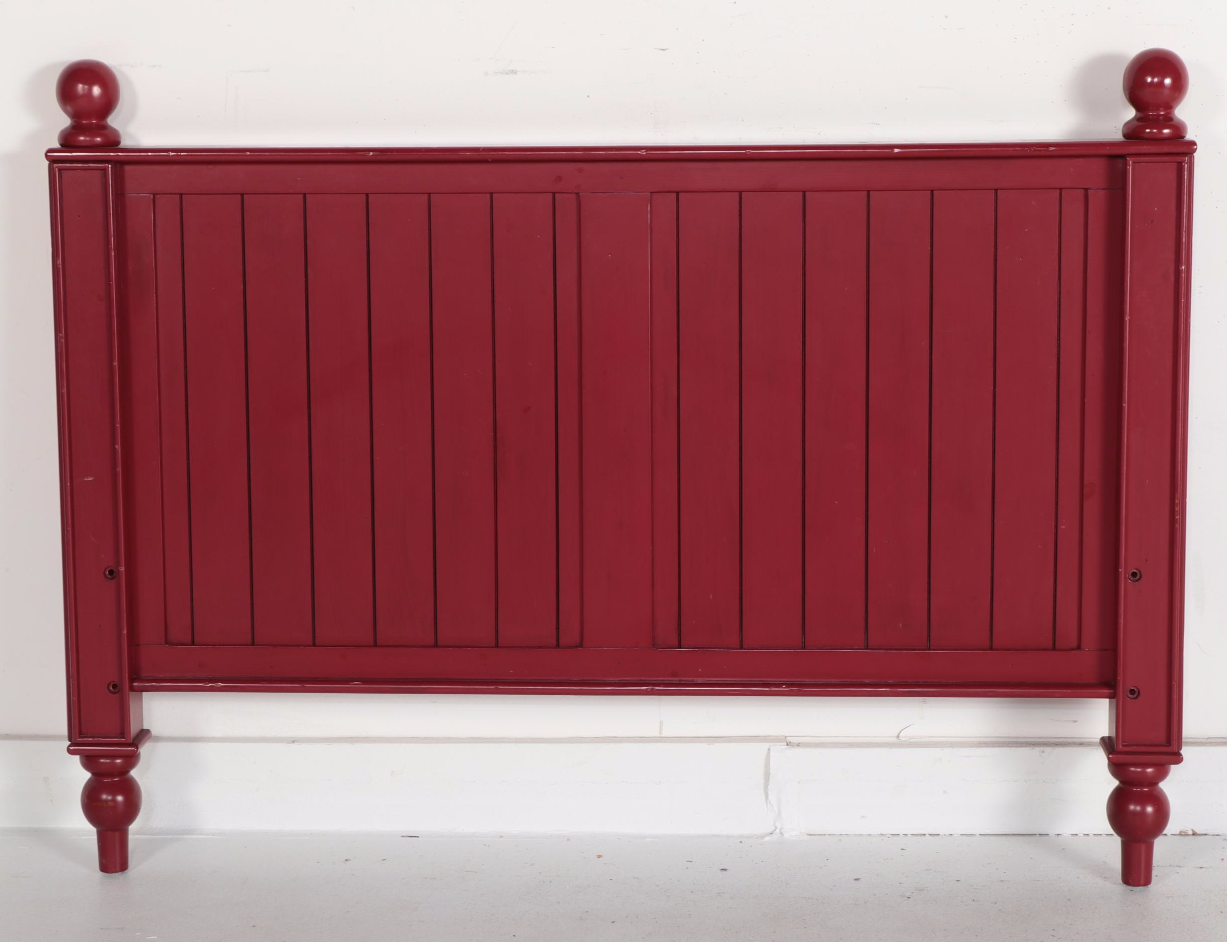 Pair of Pottery Barn Kids Red-Painted Camp Twin Over Full Bunk Bed