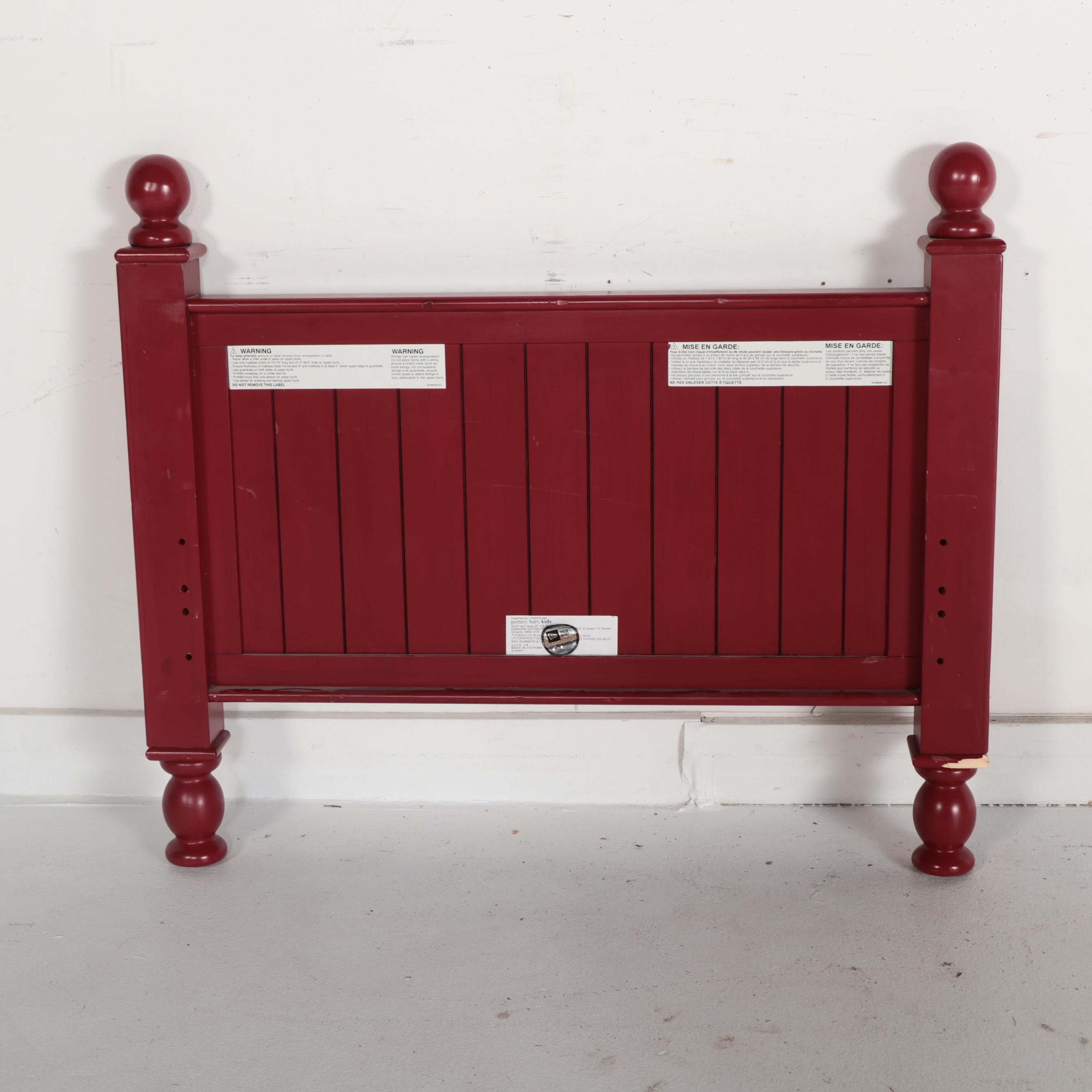 Pair of Pottery Barn Kids Red-Painted Camp Twin Over Full Bunk Bed