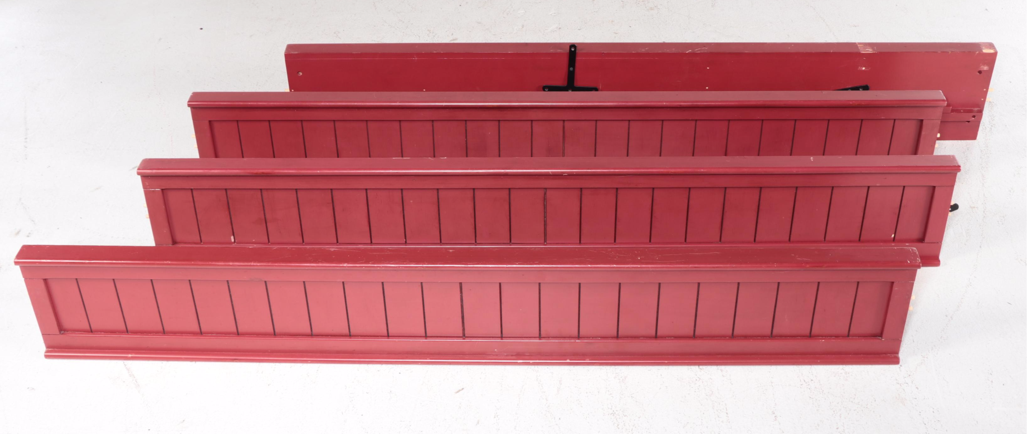 Pair of Pottery Barn Kids Red-Painted Camp Twin Over Full Bunk Bed