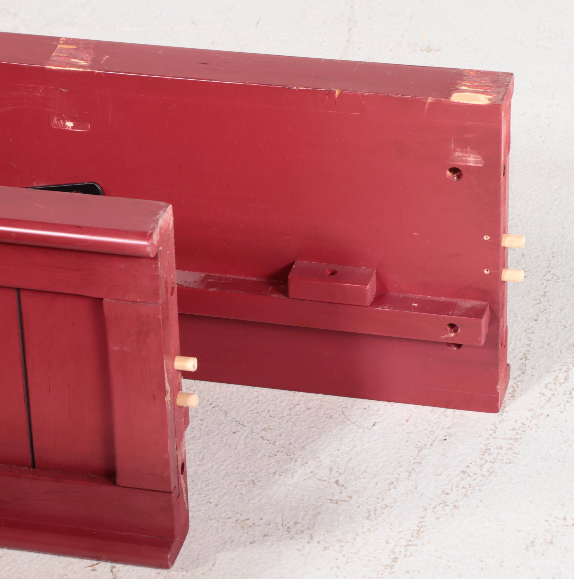 Pair of Pottery Barn Kids Red-Painted Camp Twin Over Full Bunk Bed