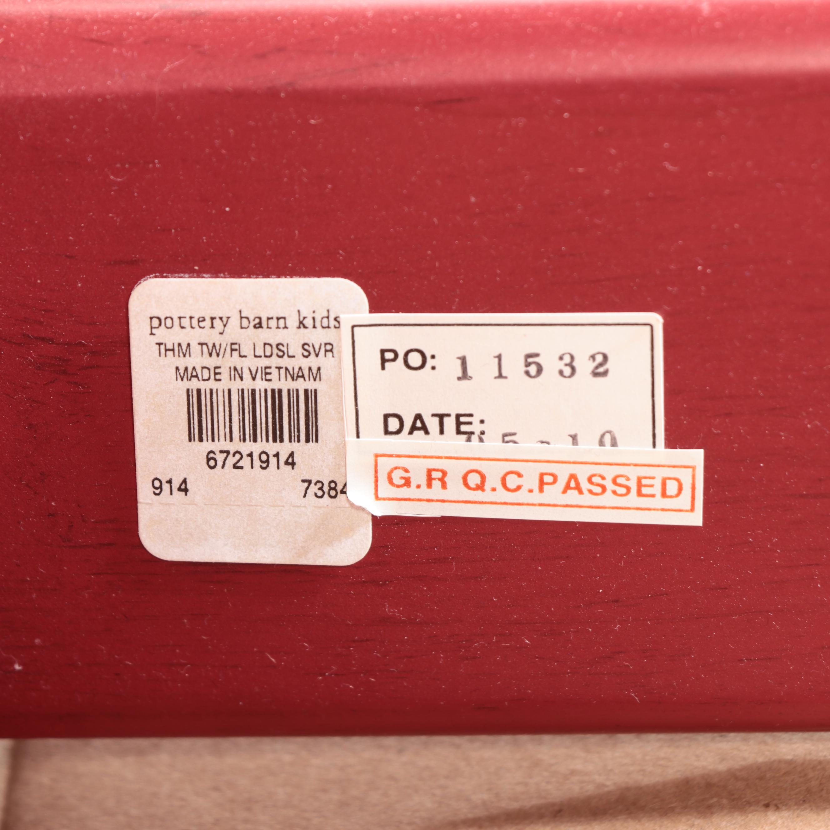 Pair of Pottery Barn Kids Red-Painted Camp Twin Over Full Bunk Bed