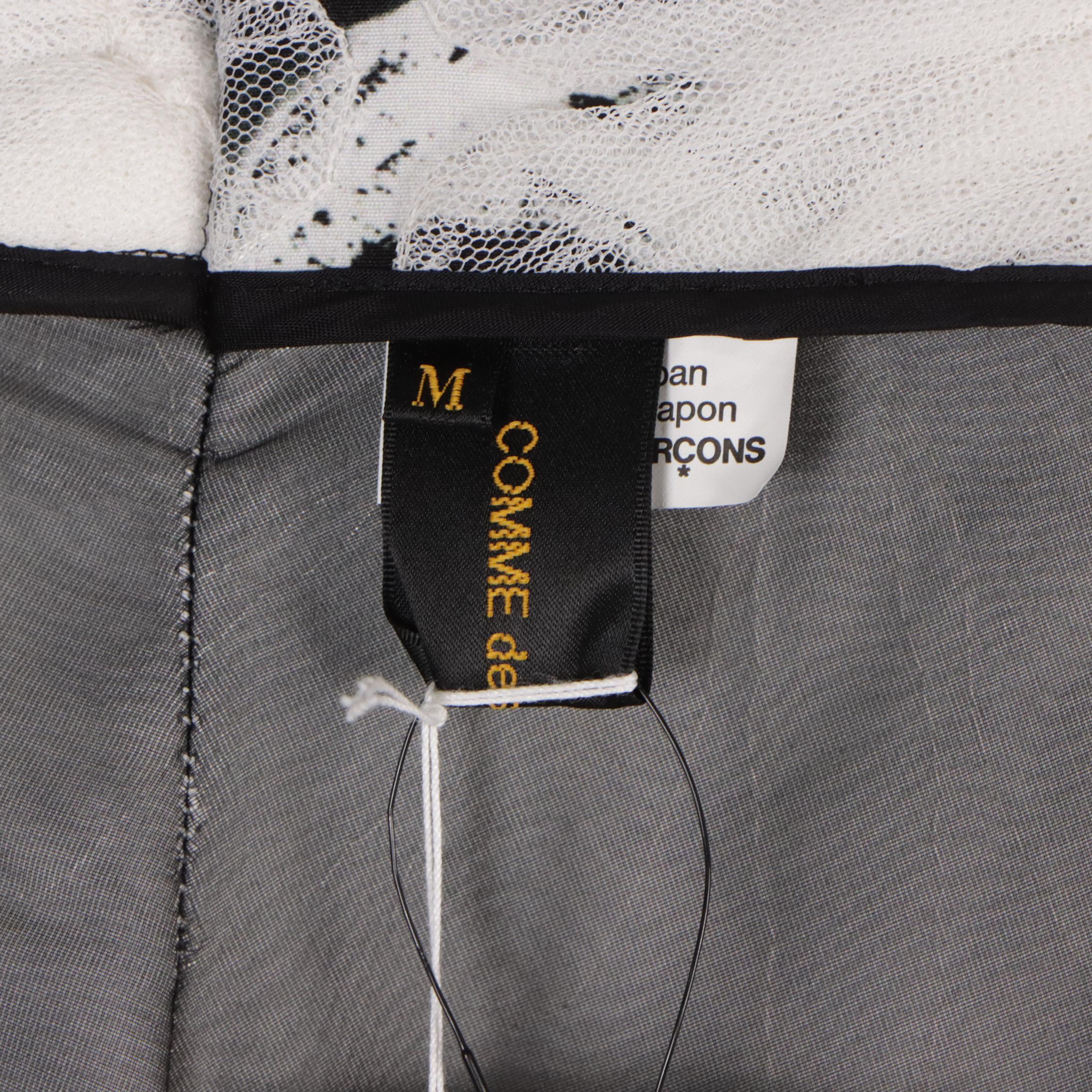 Comme des Garçons Cropped Cape Jacket in White Tulle Daisy Appliqué, NWT