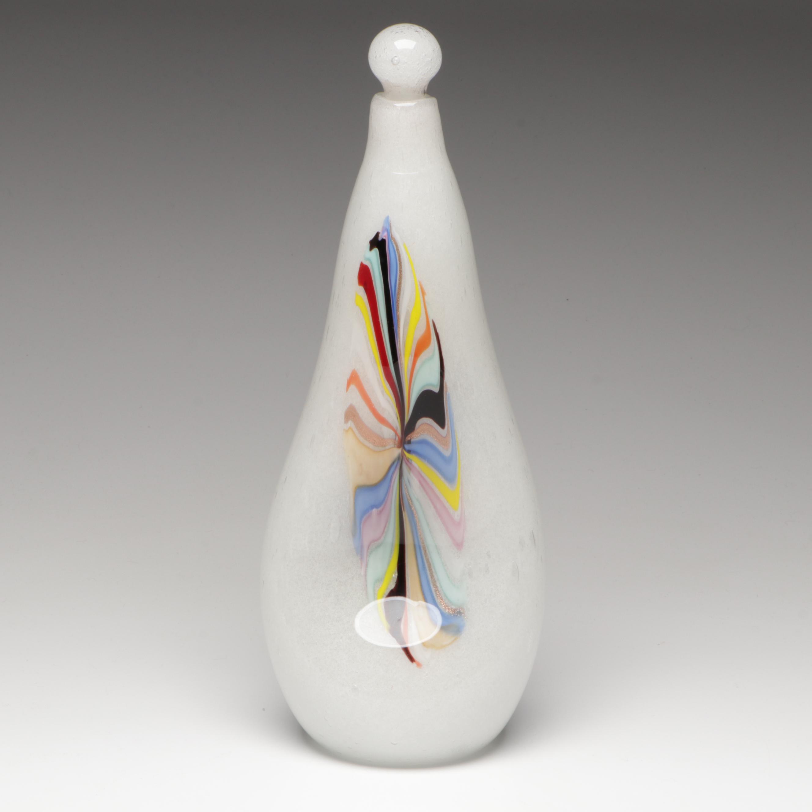 Dino Martens for Aureliano Toso Pulegoso with Pinwheel Murano Art Glass Bottle