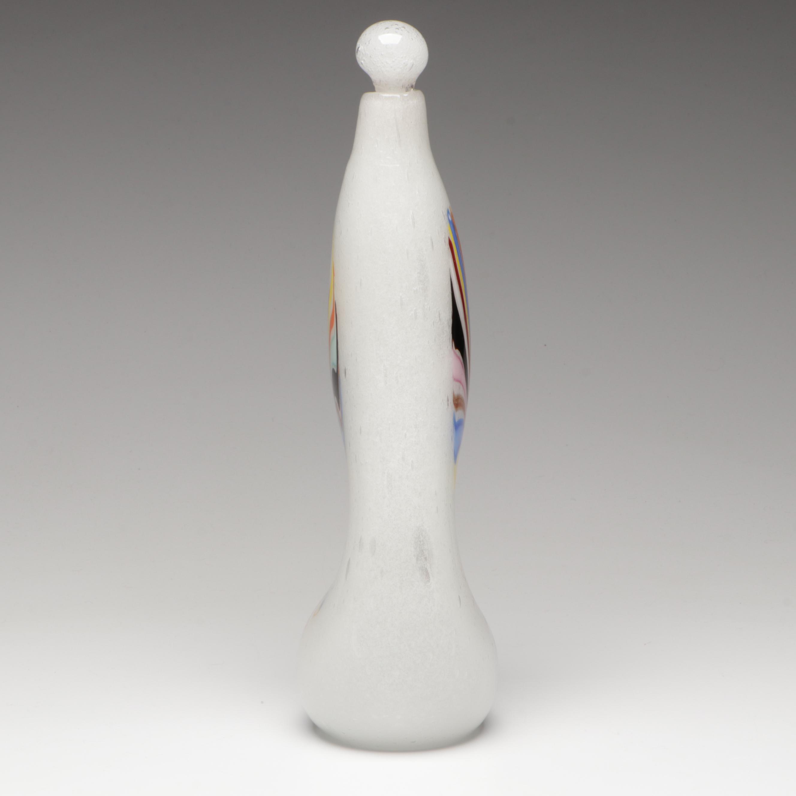 Dino Martens for Aureliano Toso Pulegoso with Pinwheel Murano Art Glass Bottle