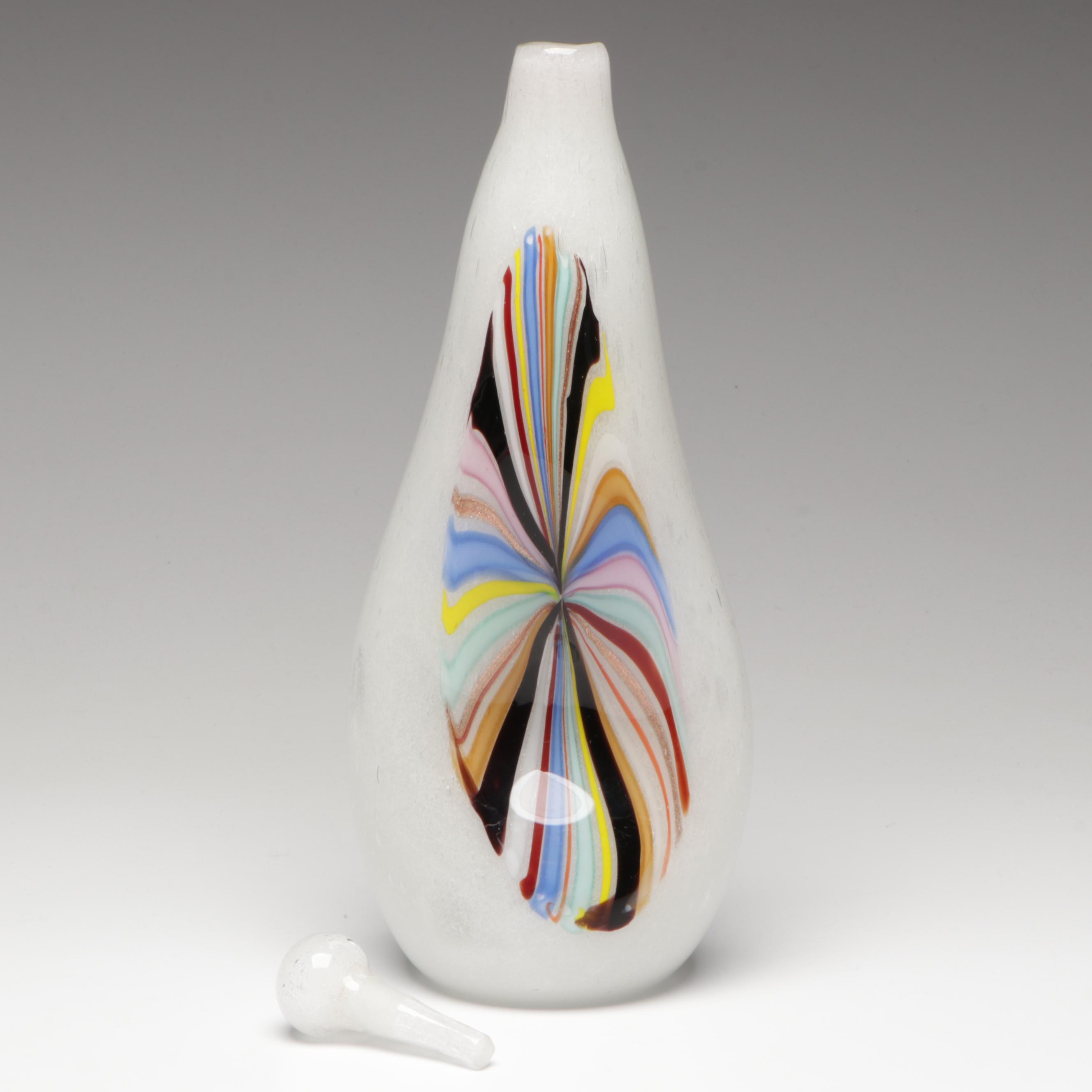 Dino Martens for Aureliano Toso Pulegoso with Pinwheel Murano Art Glass Bottle