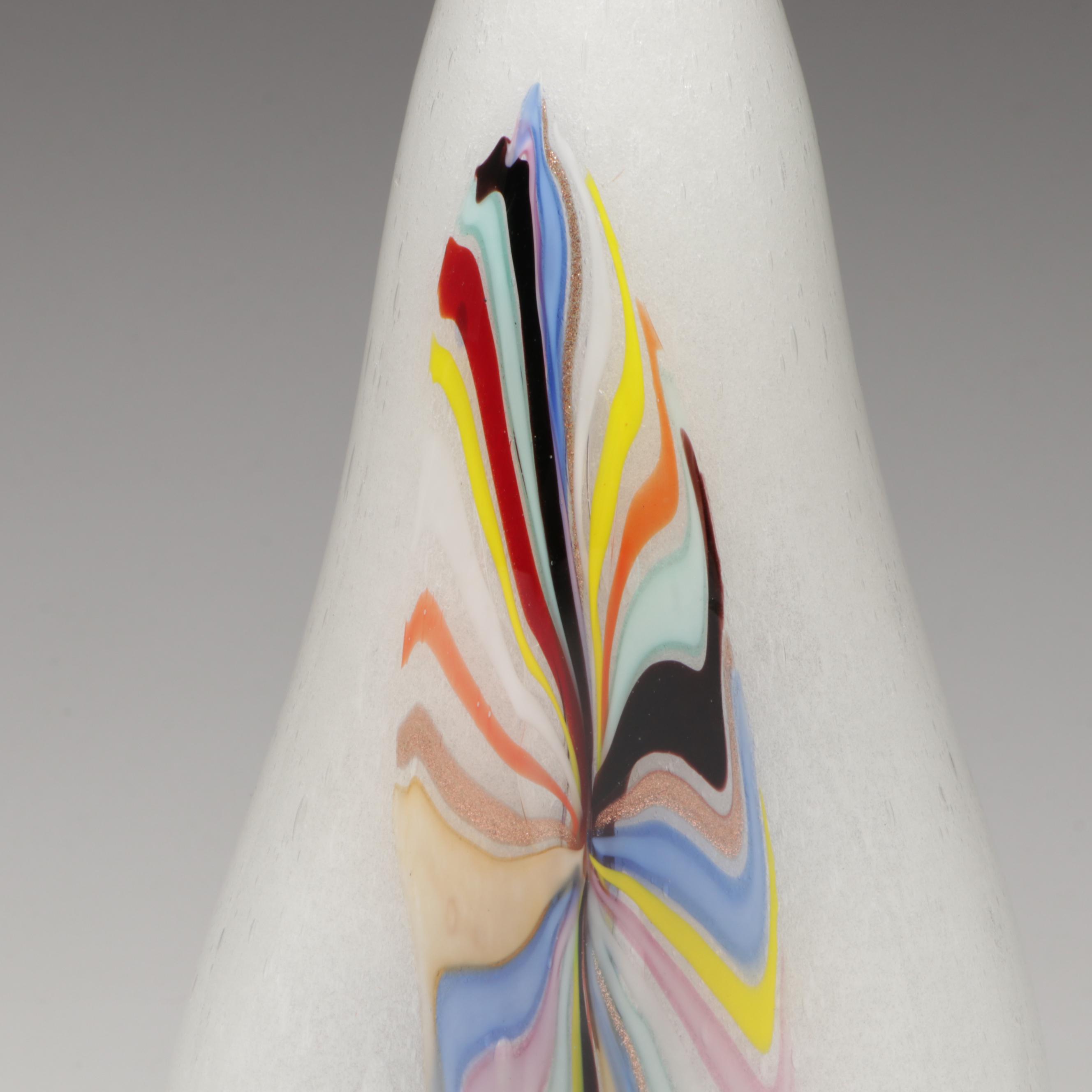 Dino Martens for Aureliano Toso Pulegoso with Pinwheel Murano Art Glass Bottle