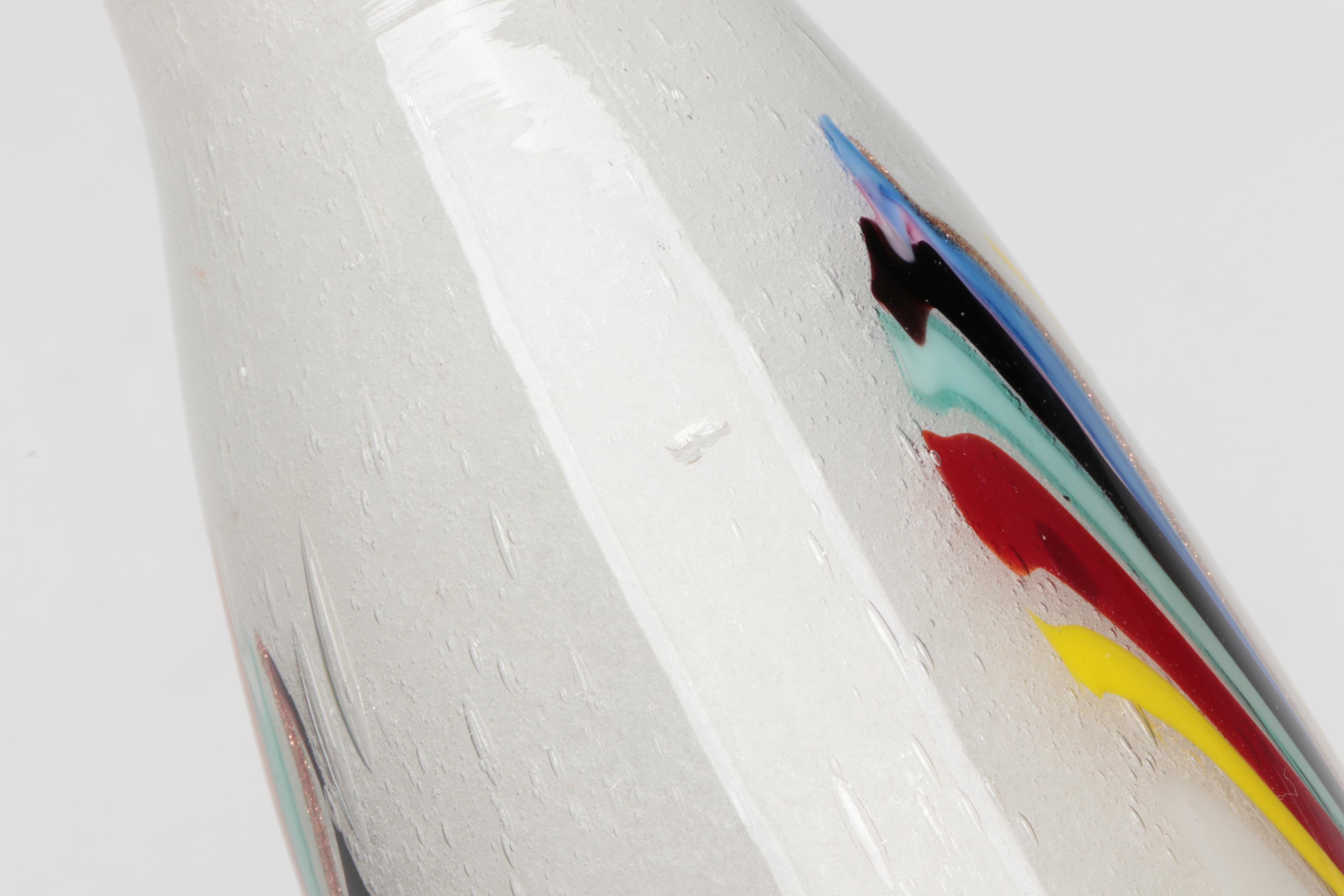 Dino Martens for Aureliano Toso Pulegoso with Pinwheel Murano Art Glass Bottle