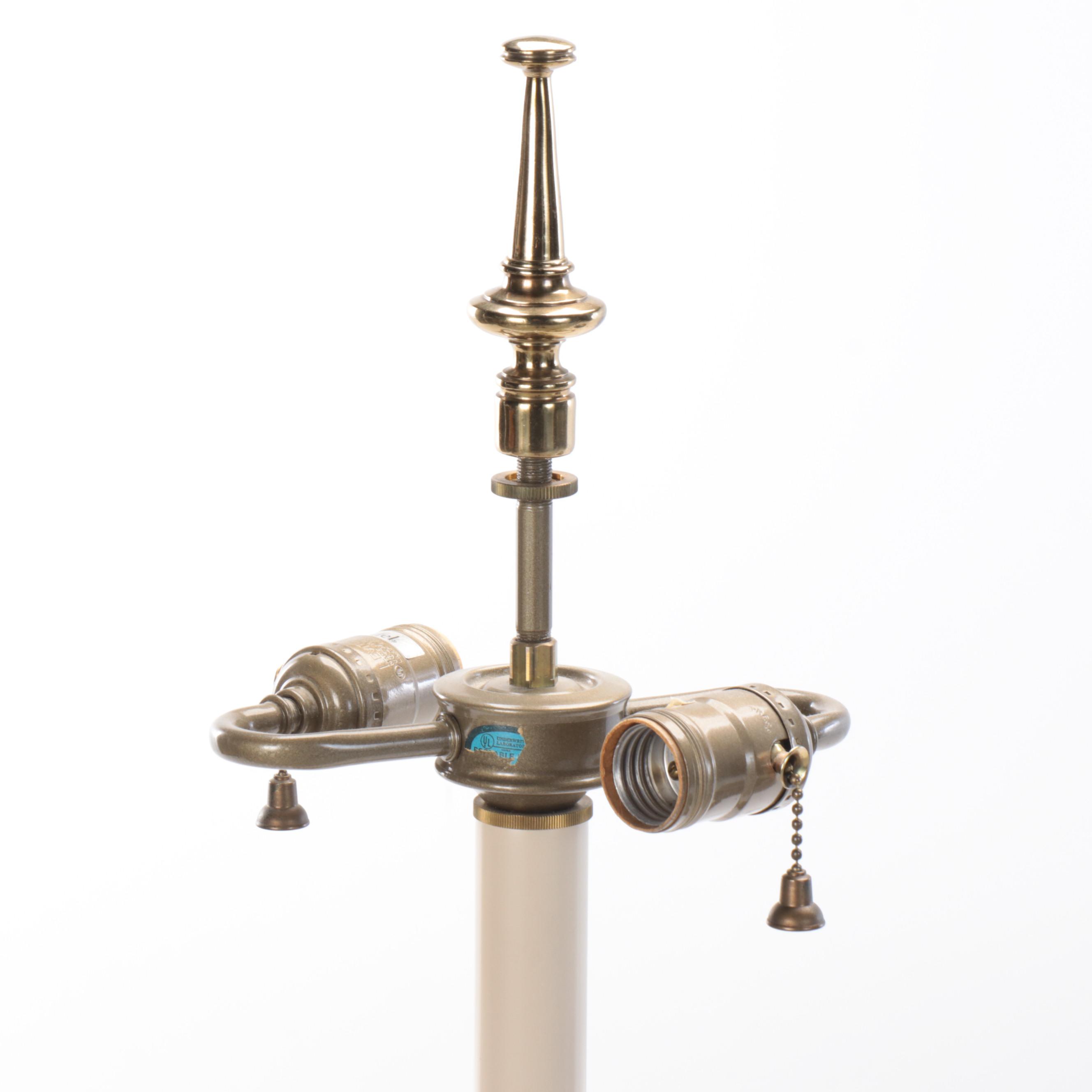 Stiffel Brass Candlestick Lamp with Black Paper Shade, Late 20th Century