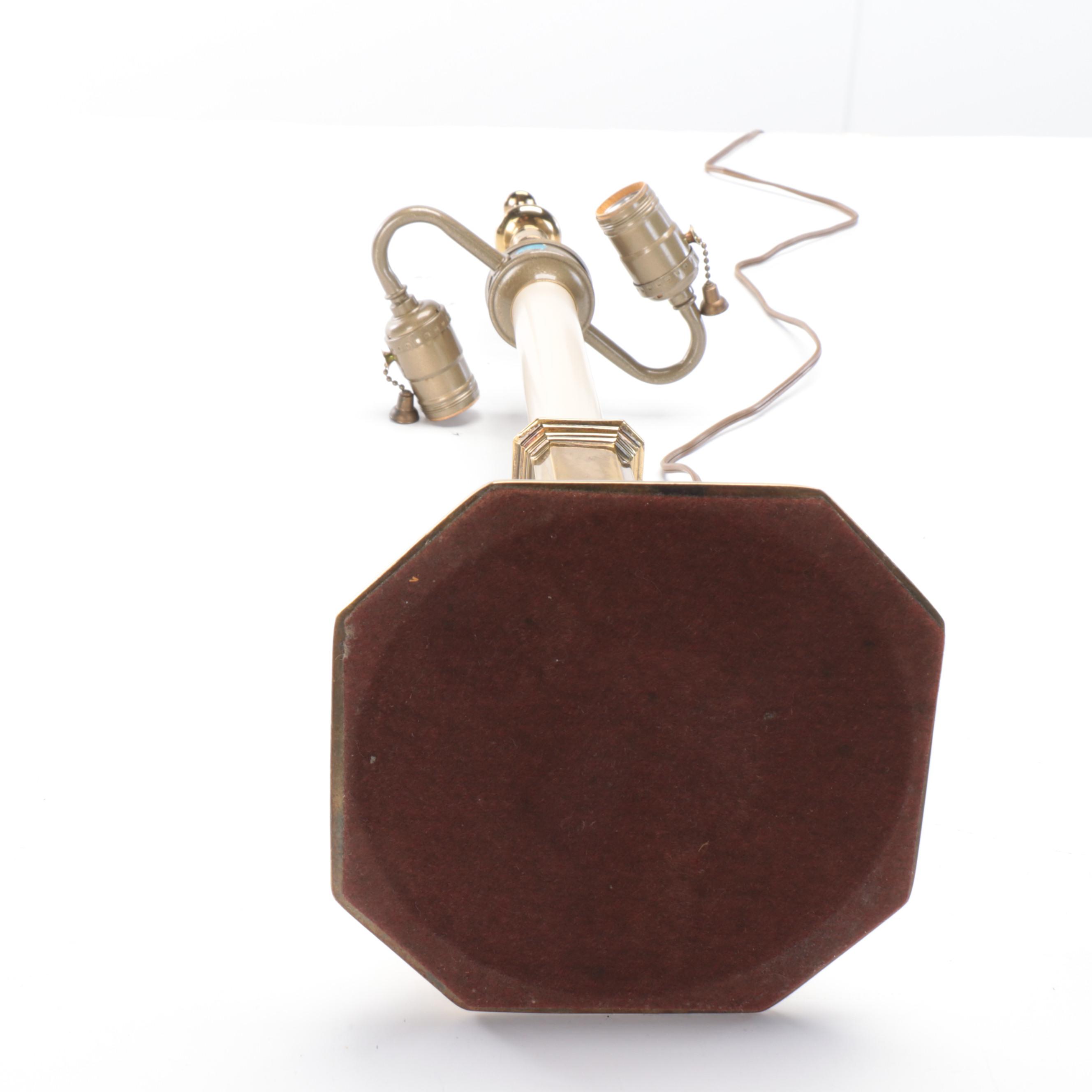 Stiffel Brass Candlestick Lamp with Black Paper Shade, Late 20th Century