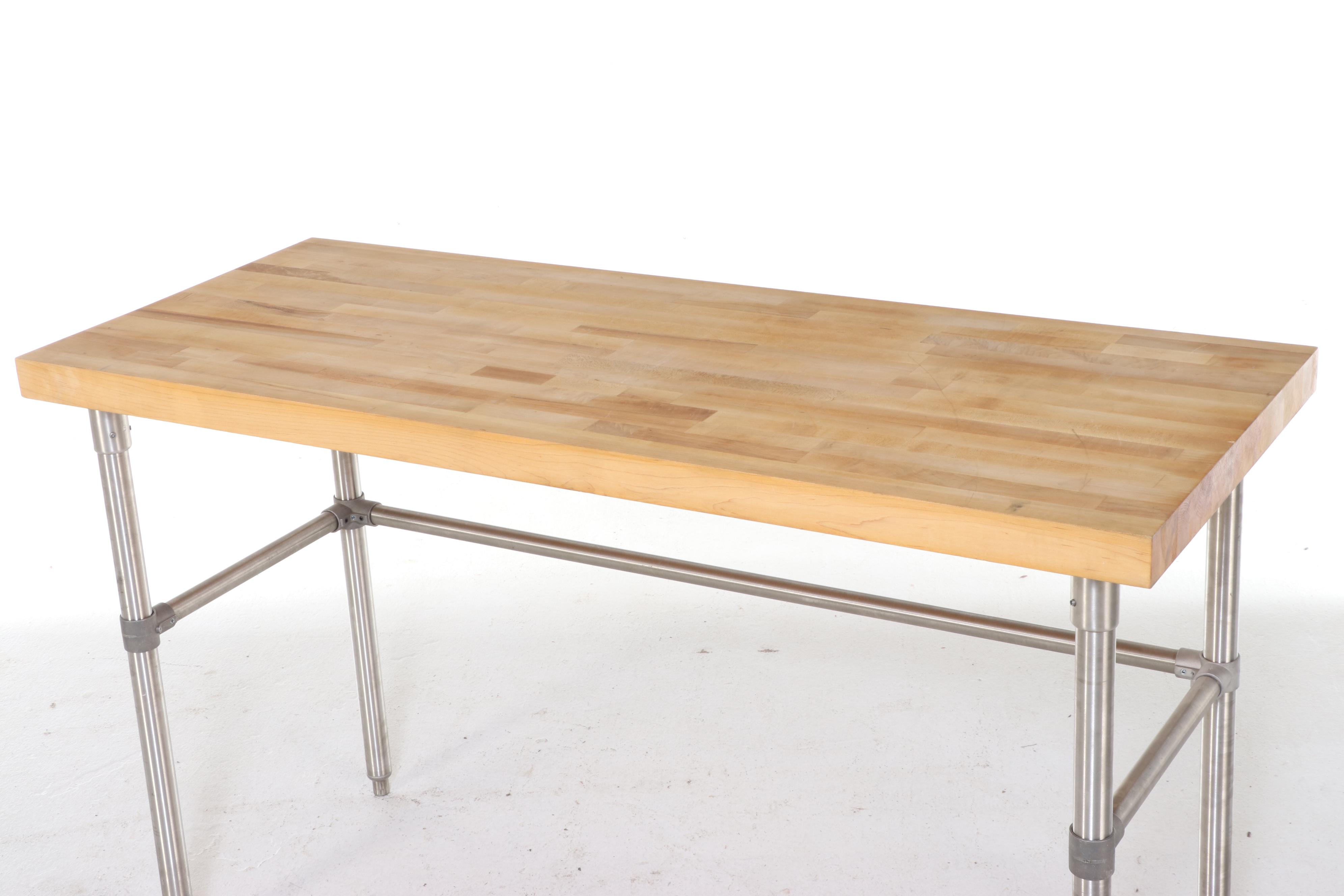 Contemporary Butcher Block Top Table
