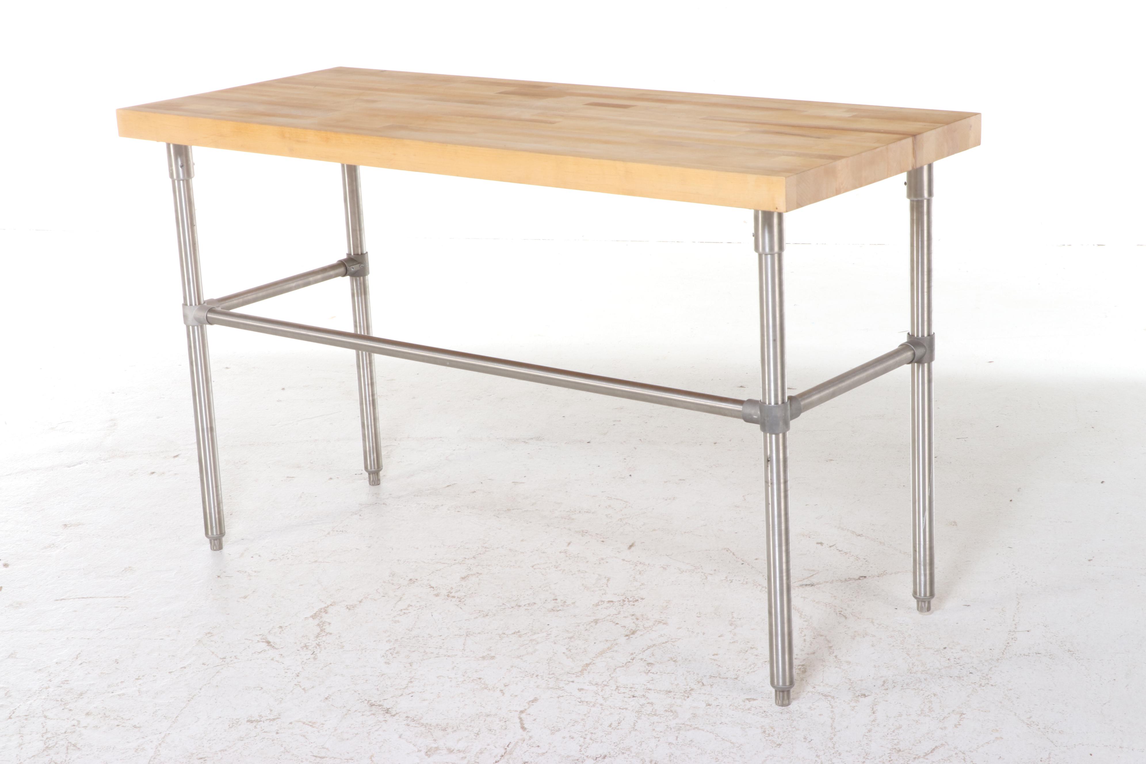 Contemporary Butcher Block Top Table