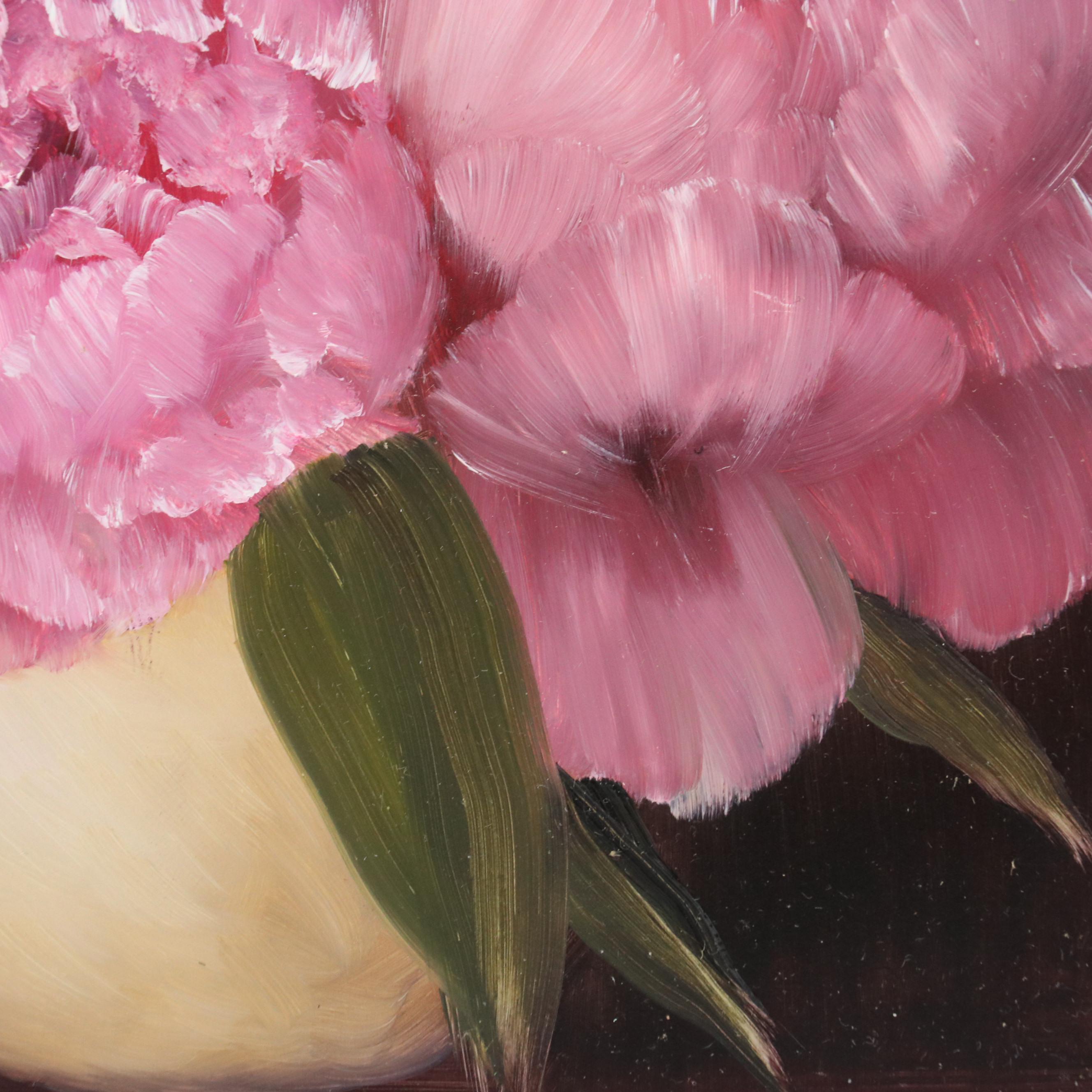 Thuthuy Tran Floral Still Life Oil Painting "Beloved Pink Peony," 2024