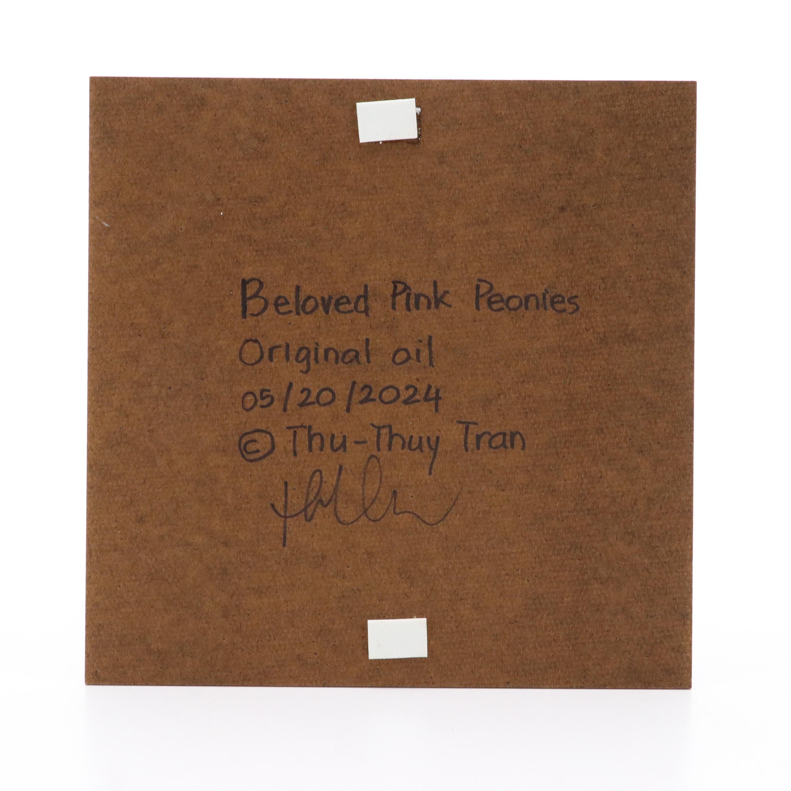 Thuthuy Tran Floral Still Life Oil Painting "Beloved Pink Peony," 2024