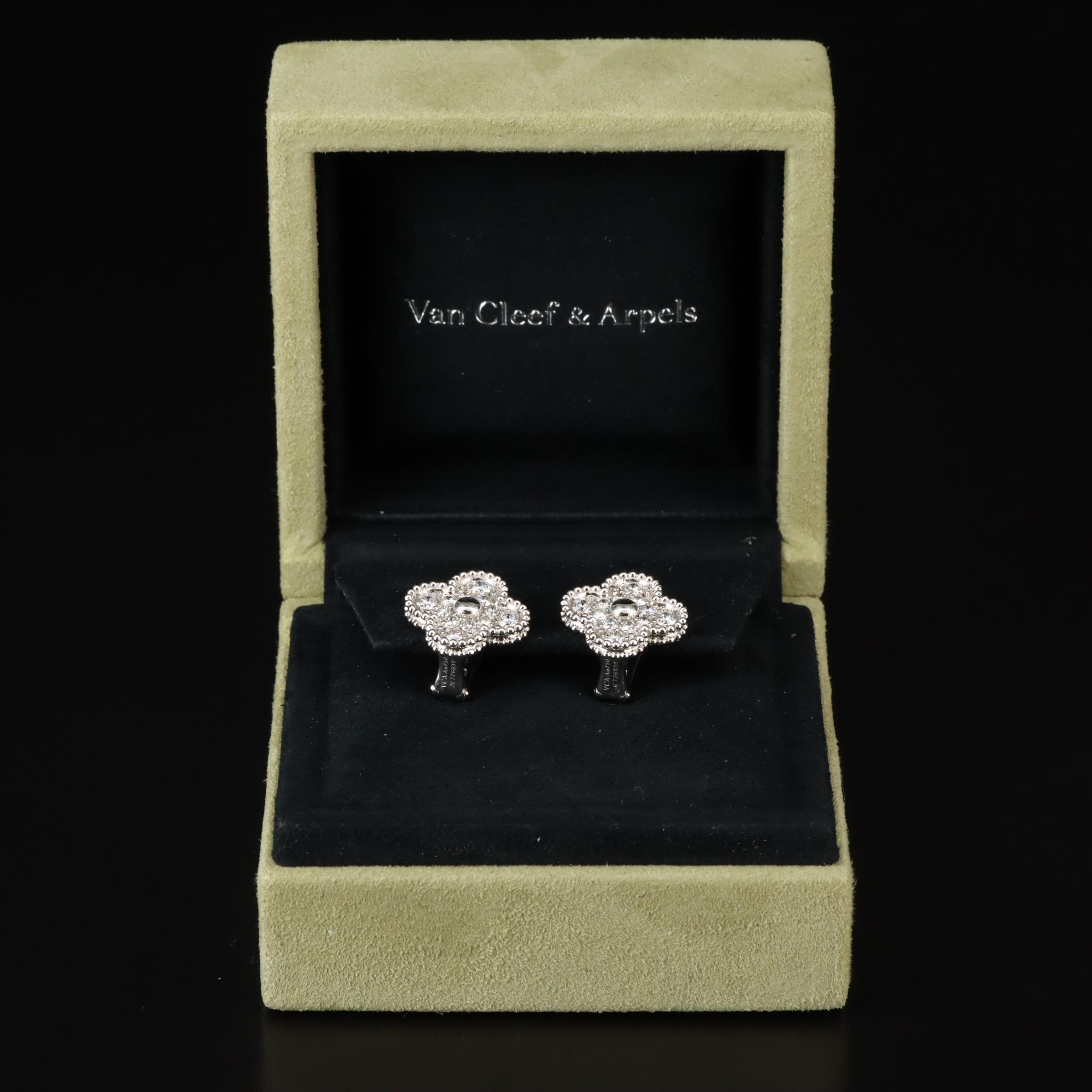 Van Cleef & Arpels Vintage Alhambra 18K 0.96 CTW Diamond Earrings