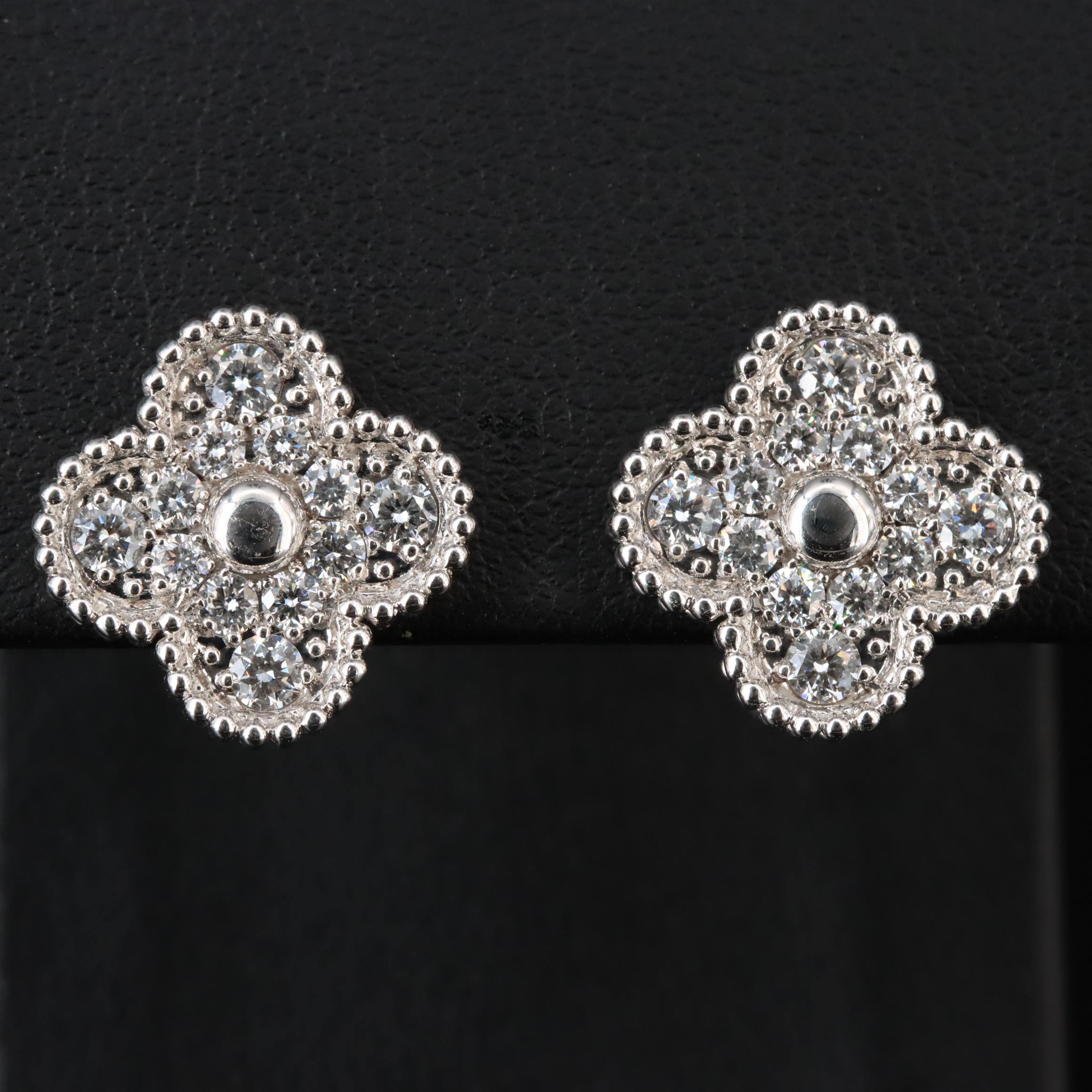 Van Cleef & Arpels Vintage Alhambra 18K 0.96 CTW Diamond Earrings