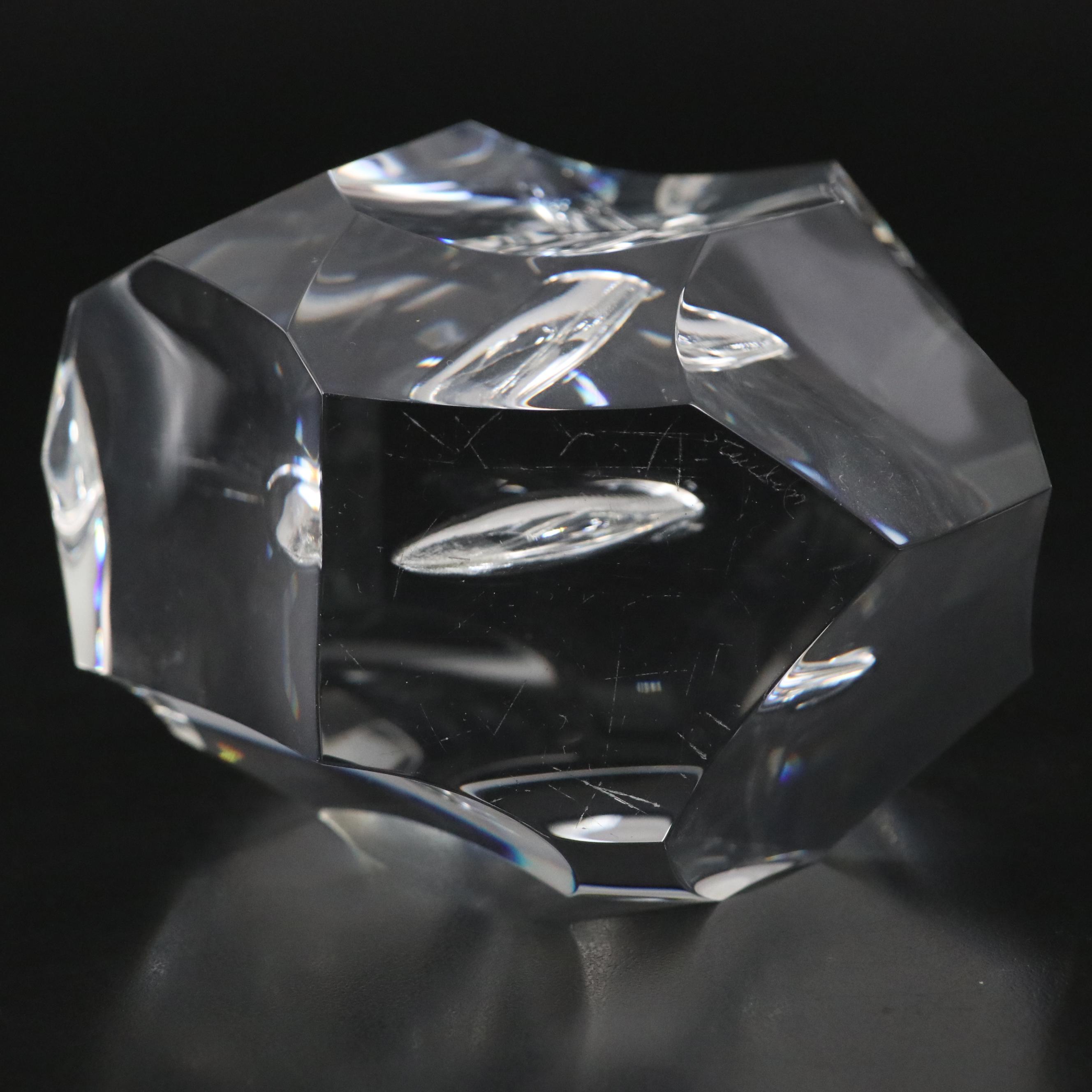 Steuben "Excalibur" Art Glass Paperweight and Sterling Silver Letter Opener