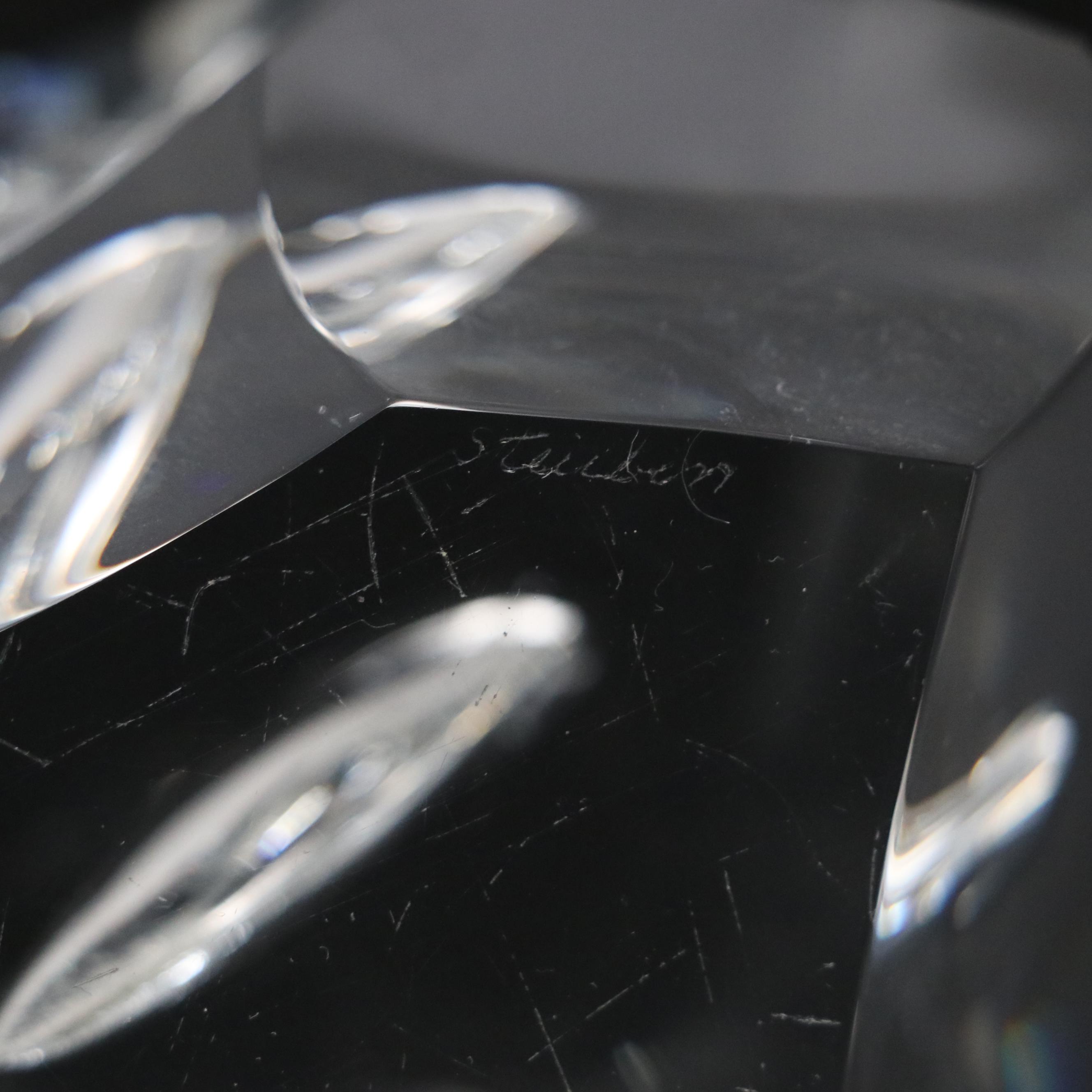 Steuben "Excalibur" Art Glass Paperweight and Sterling Silver Letter Opener