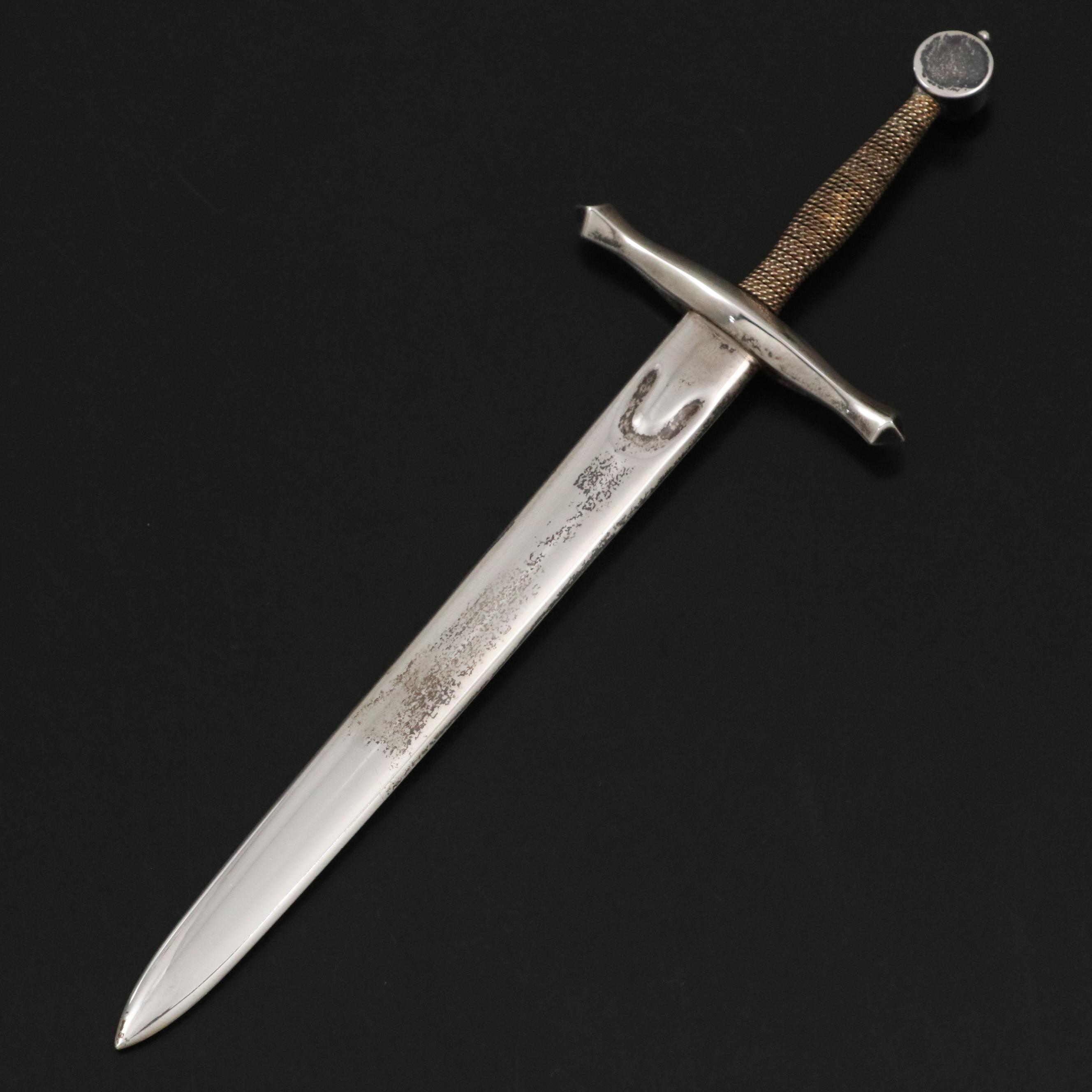 Steuben "Excalibur" Art Glass Paperweight and Sterling Silver Letter Opener