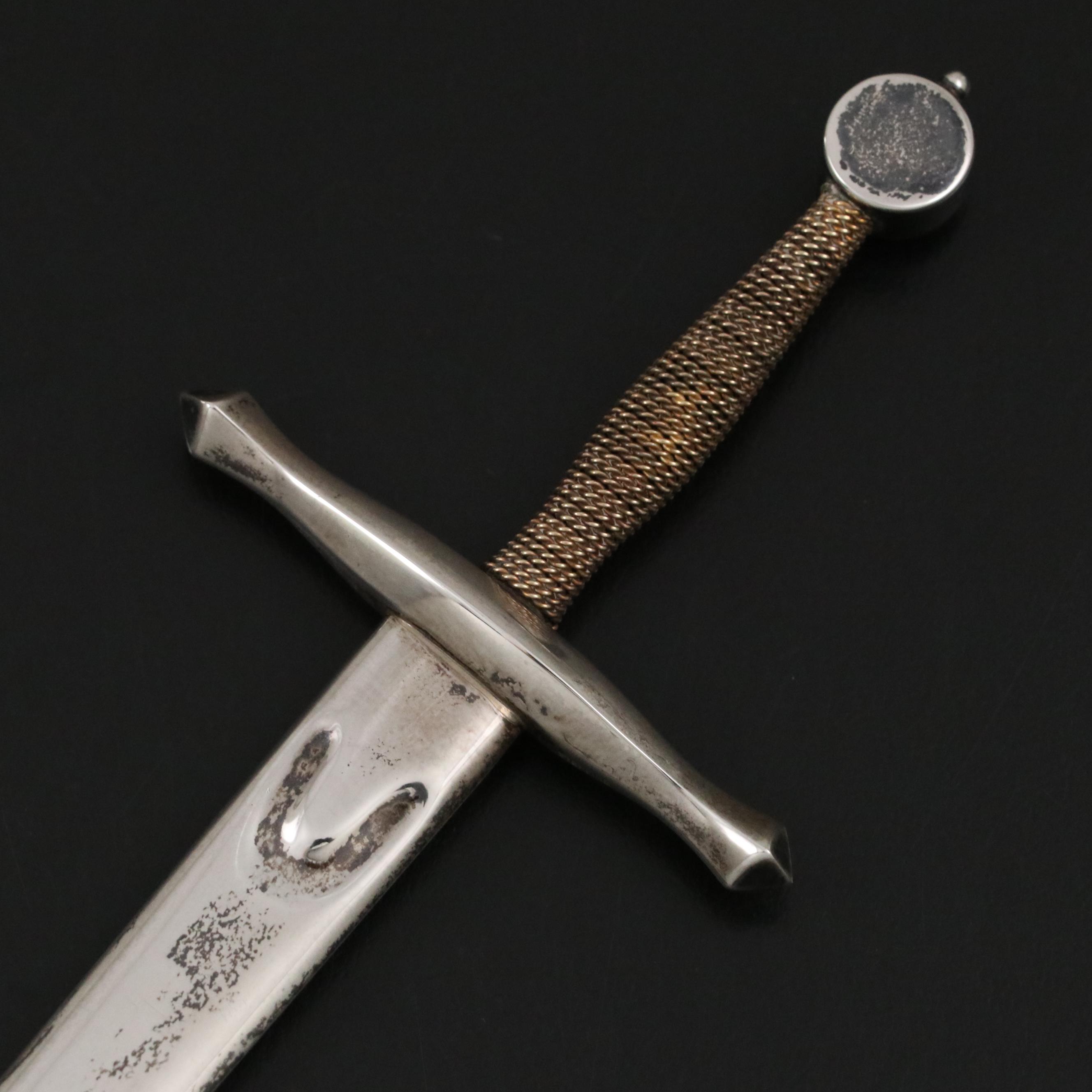 Steuben "Excalibur" Art Glass Paperweight and Sterling Silver Letter Opener