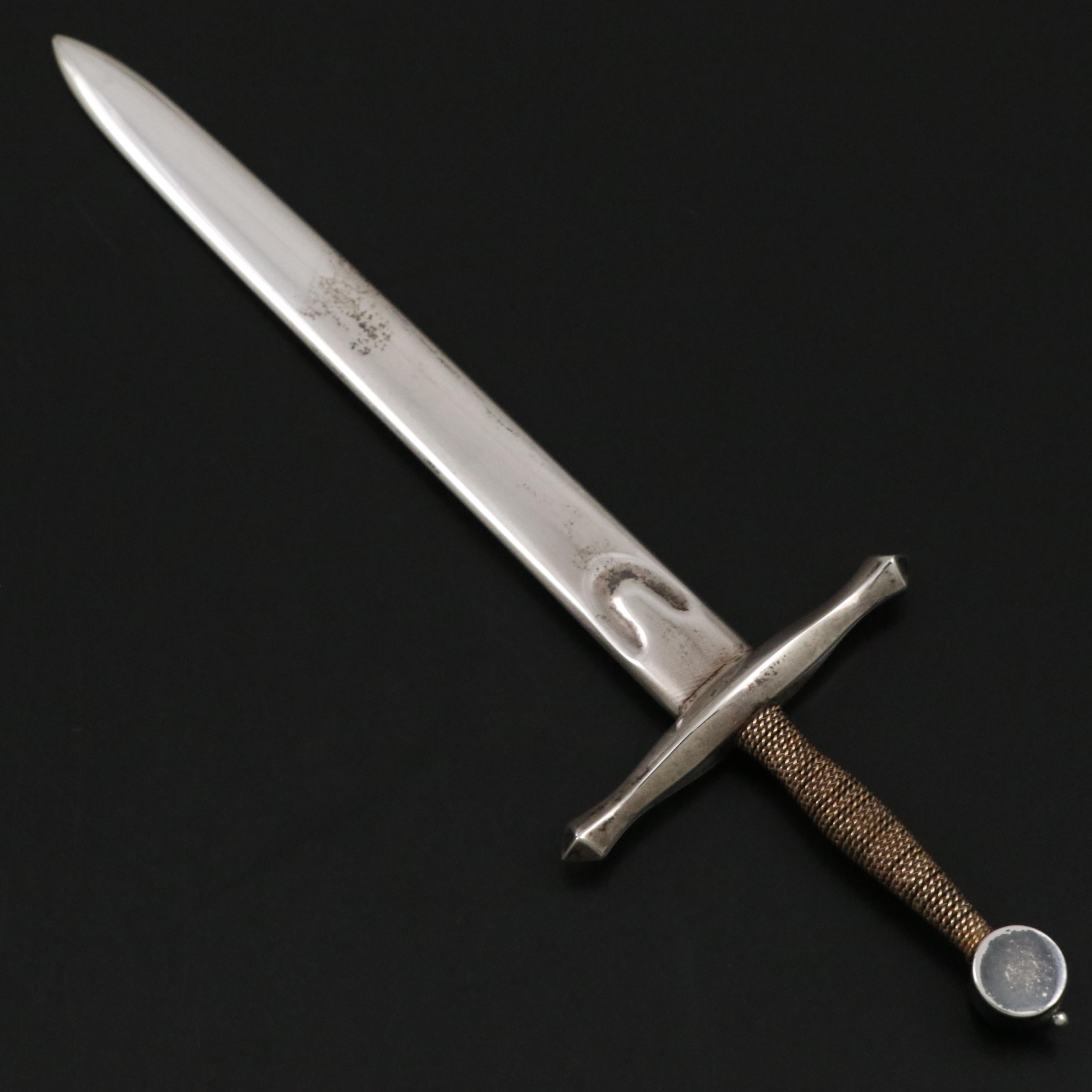 Steuben "Excalibur" Art Glass Paperweight and Sterling Silver Letter Opener