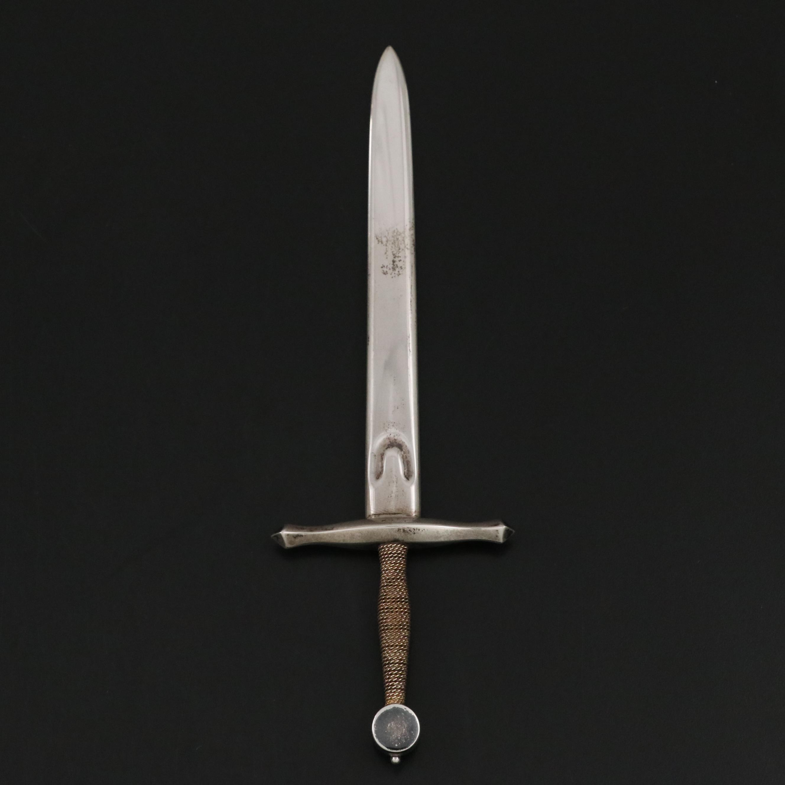 Steuben "Excalibur" Art Glass Paperweight and Sterling Silver Letter Opener