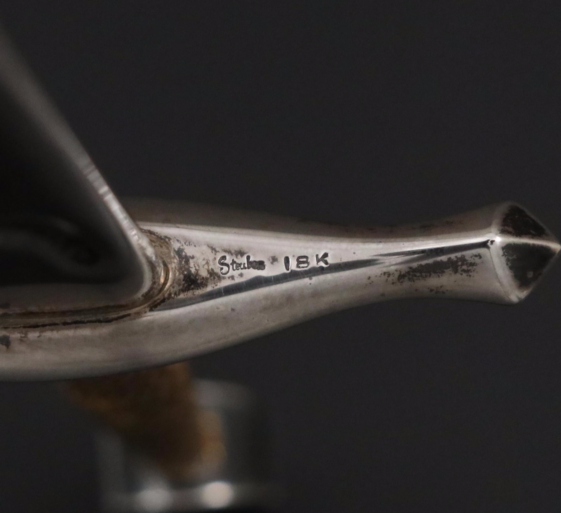 Steuben "Excalibur" Art Glass Paperweight and Sterling Silver Letter Opener