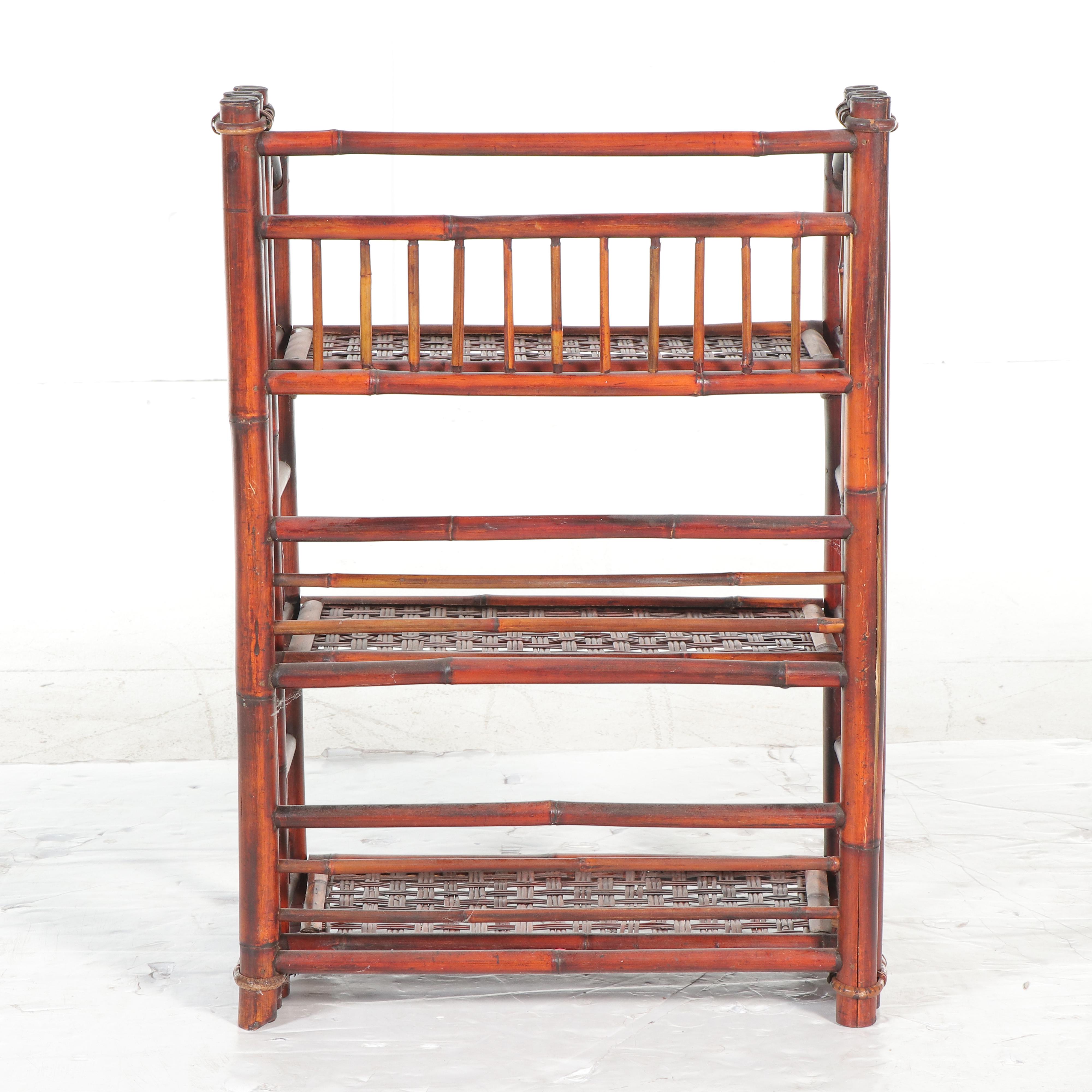 Bamboo Three-Tier Folding Bookshelf