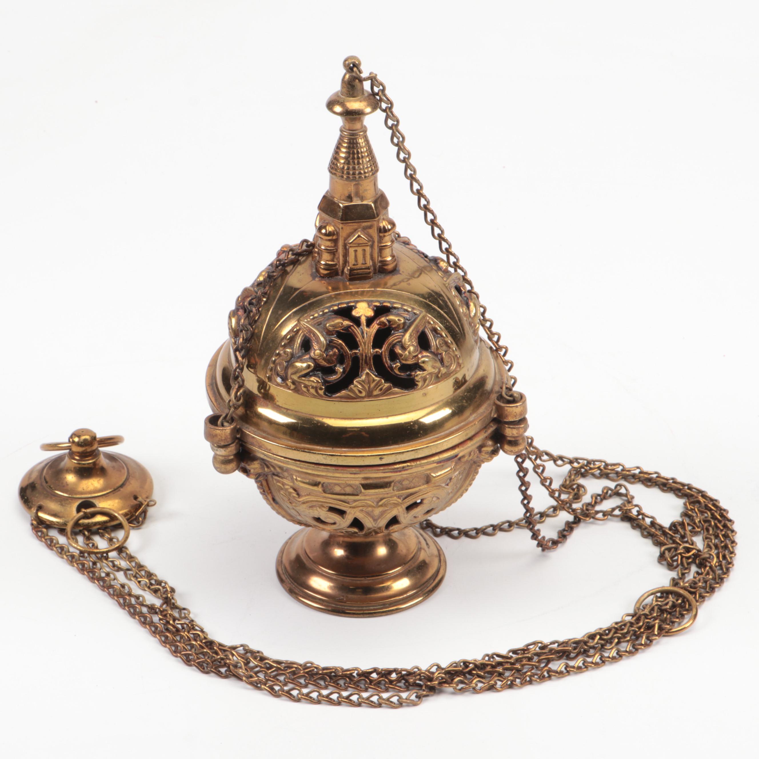 Brass Cathedral Hanging Censer