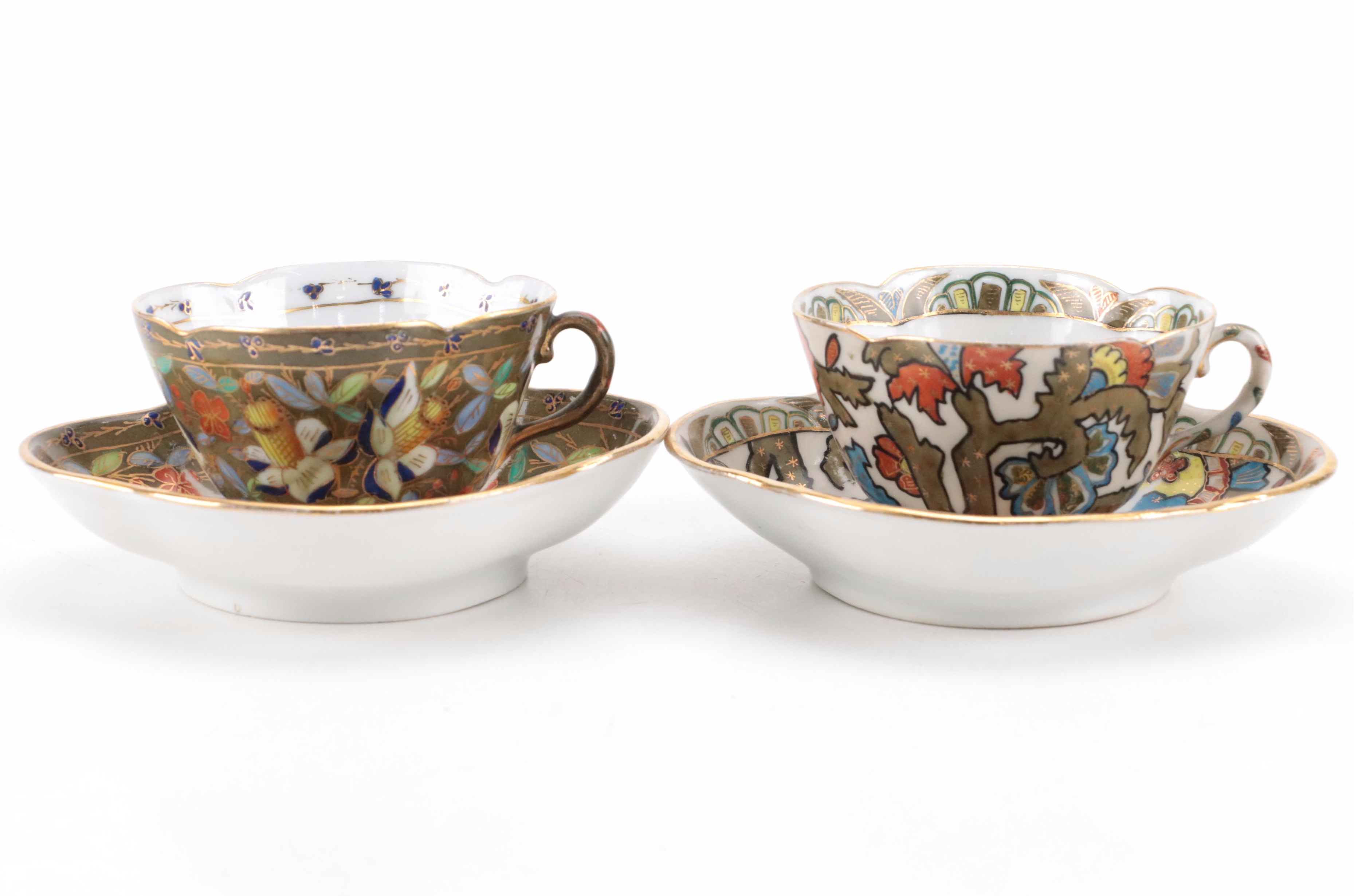 Fischer & Mieg Porcelain Royal Vienna Style Moorish Pattern Teacups