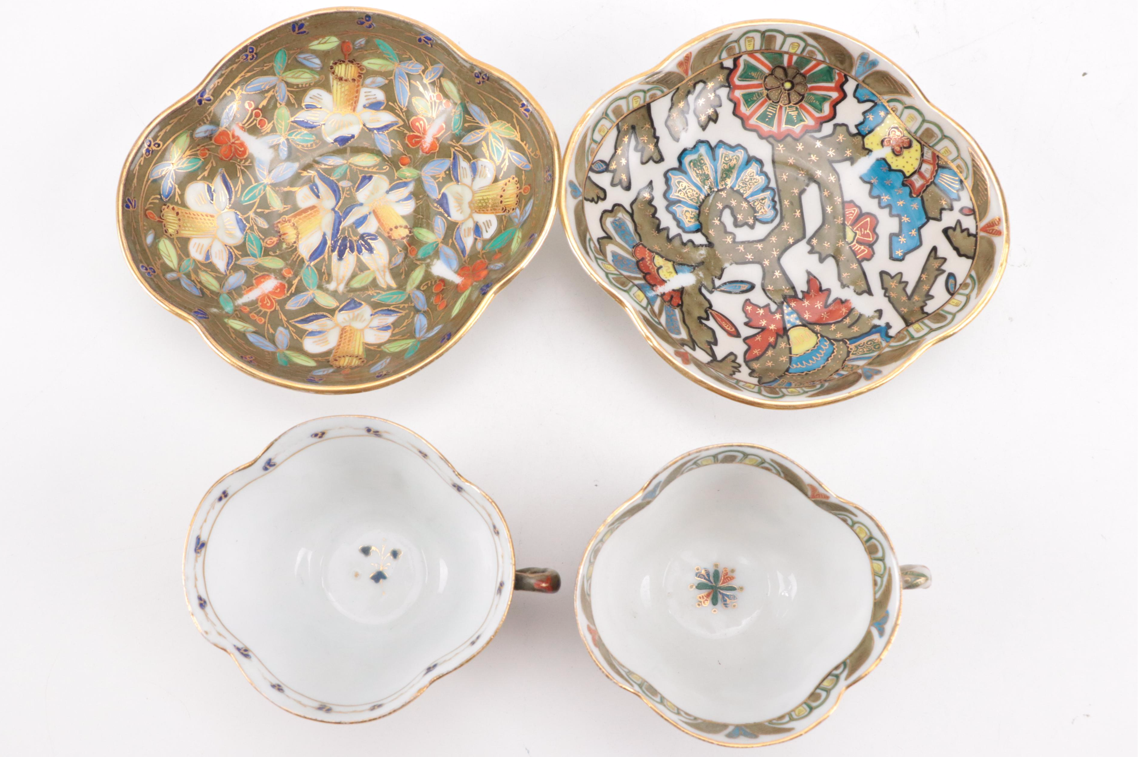 Fischer & Mieg Porcelain Royal Vienna Style Moorish Pattern Teacups